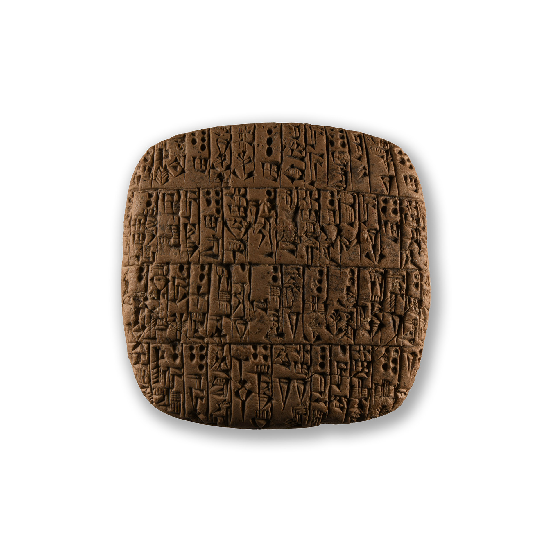 Early Dynastic Terracotta Administrative Cuneiform Tablet Recording Livestock and their Owners