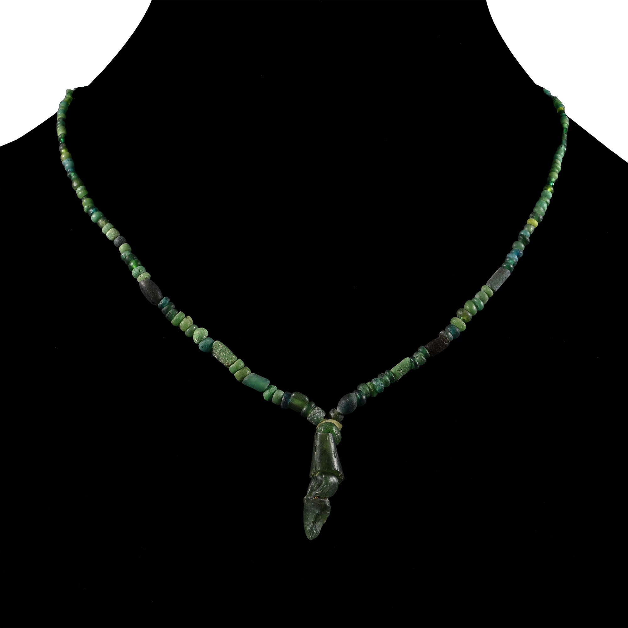 Roman Green Glass Bead Necklace String