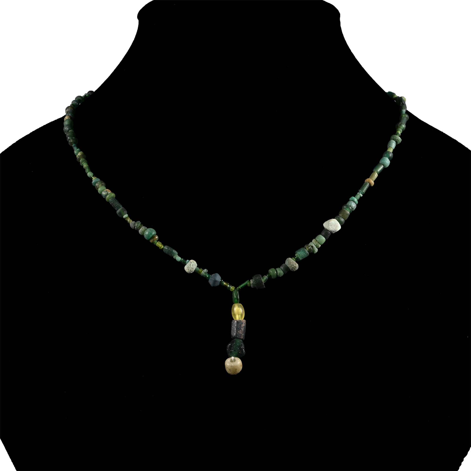 Roman Green Glass Bead Necklace String