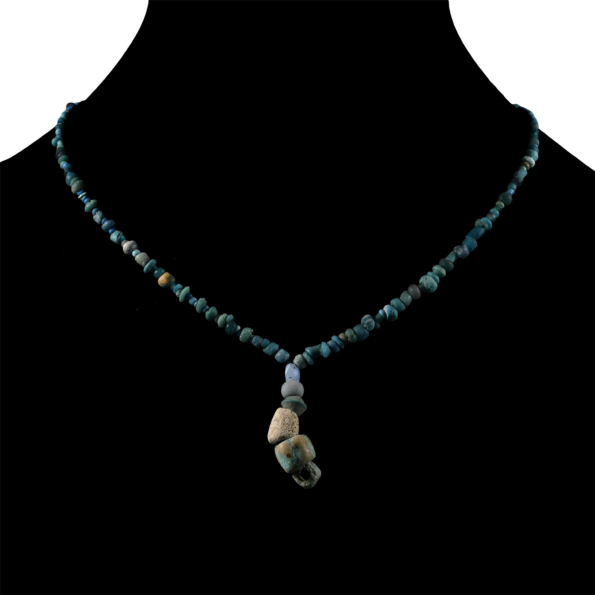 Achaemenid Turquoise Blue Glass Bead Necklace String