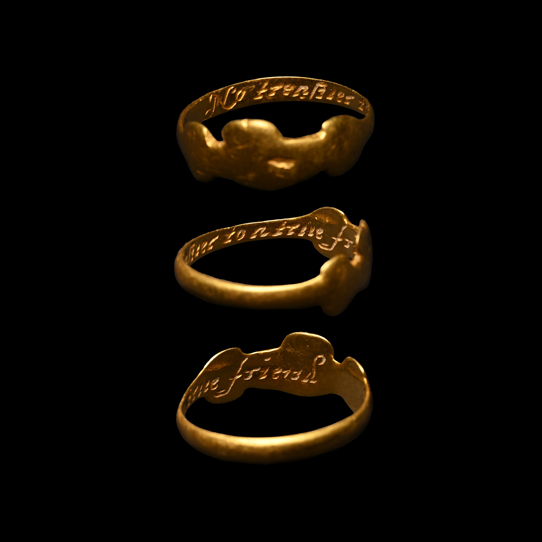 'The Burstow' Clasped Hands 'No Treasure to a True Friend' Gold Posy Ring