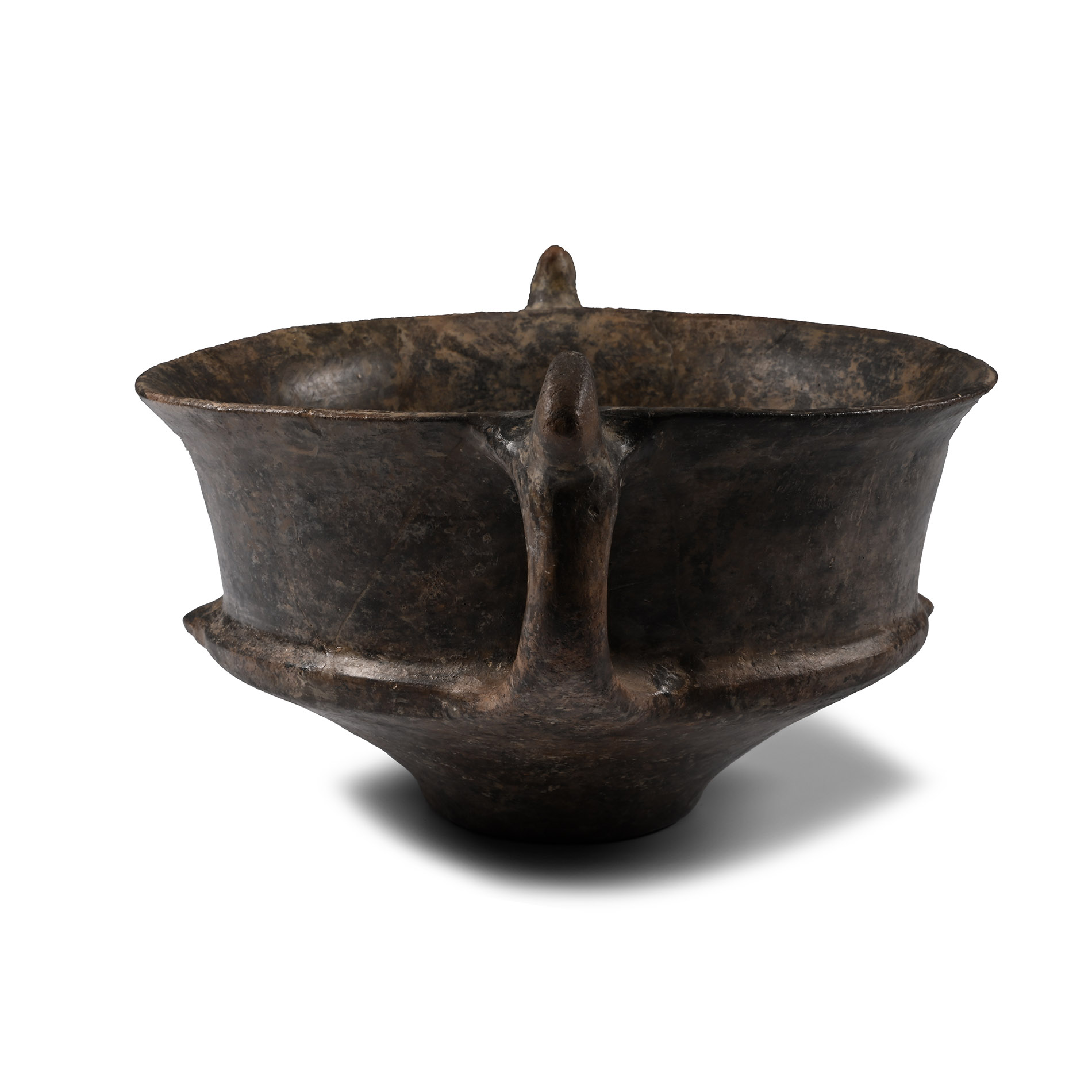 Villanovan Terracotta Impasto Kylix with Zoomorphic Finials