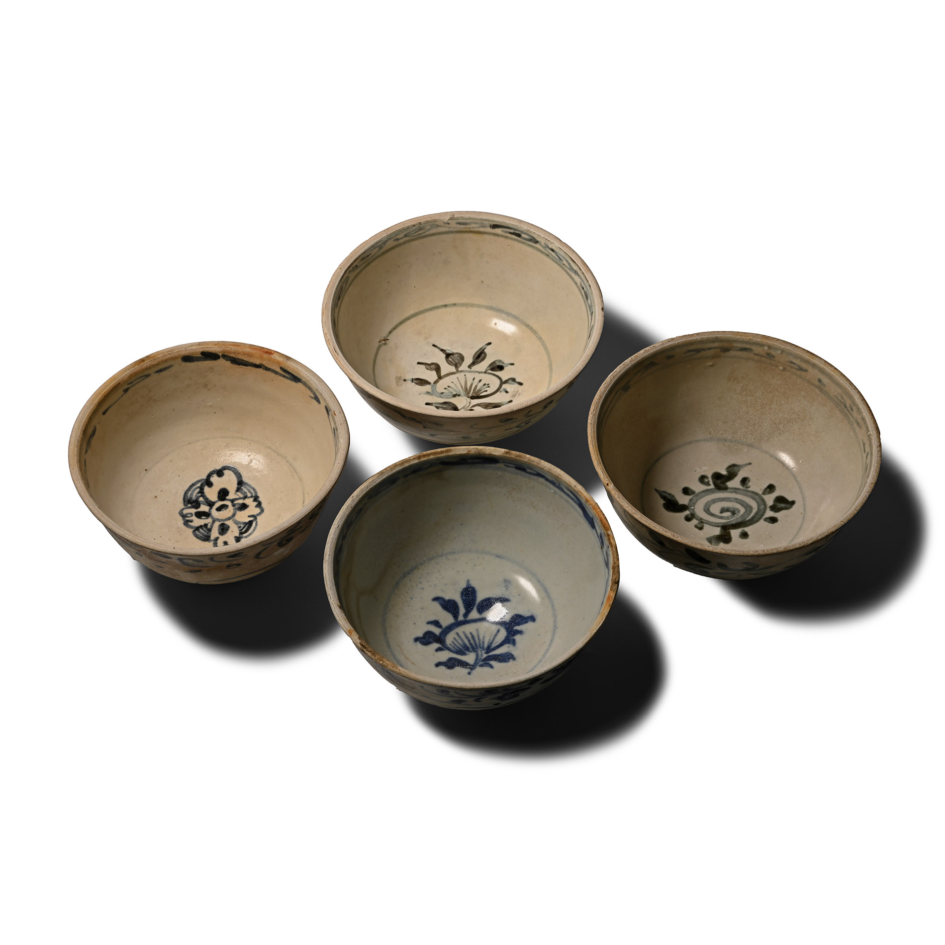 Hoi An Cargo Shipwreck Glazed Blue and White Bowl Group