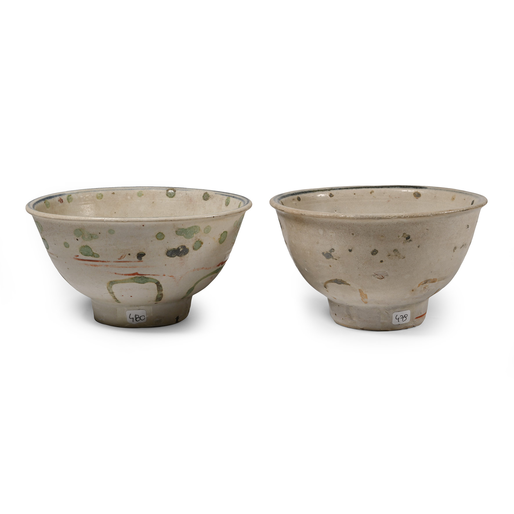Hoi An Cargo Shipwreck Glazed Polychrome Bowl Pair