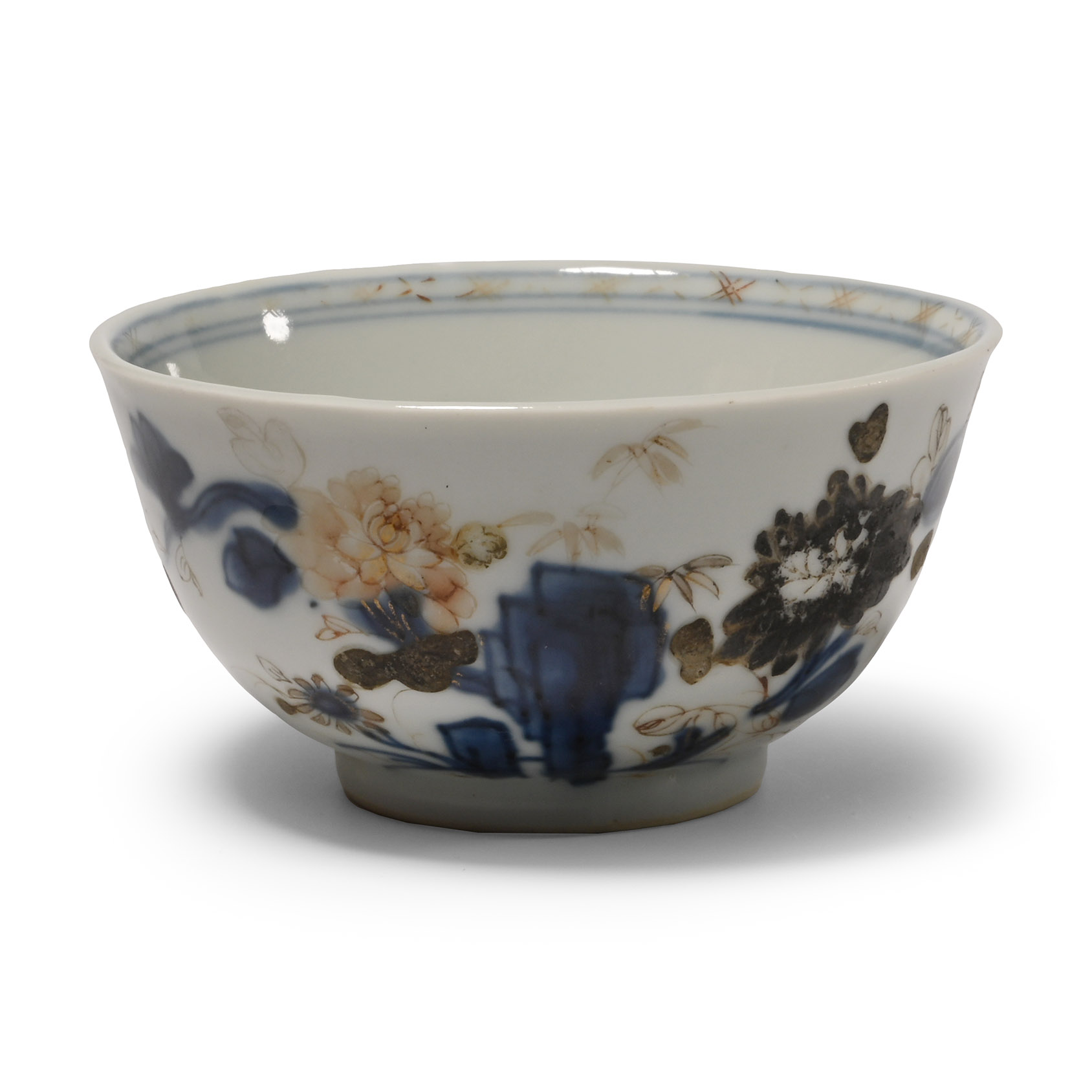 Nanking Cargo Shipwreck Gilt Glazed Blue and White Tea Bowl
