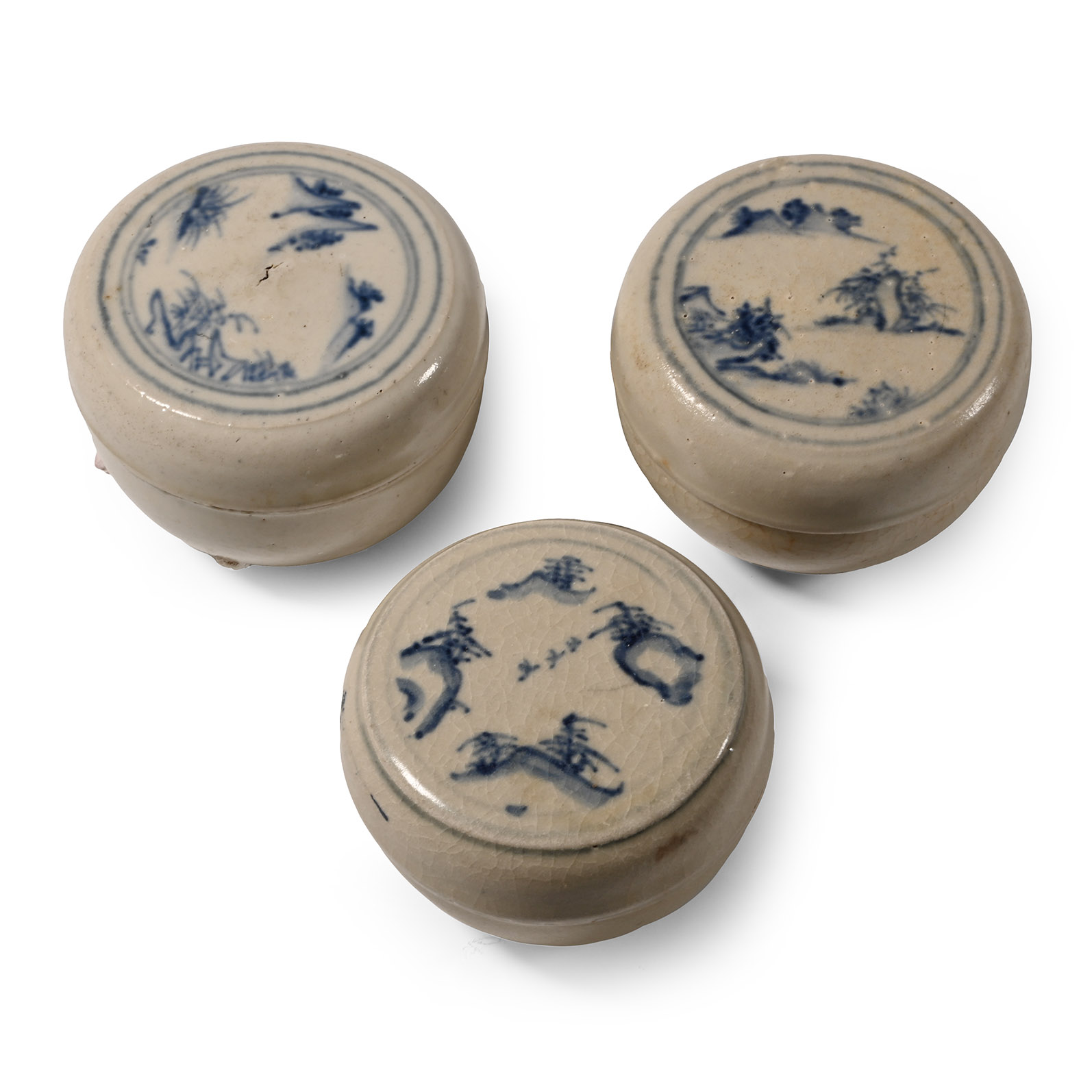 Hoi An Cargo Shipwreck Glazed Blue and White Lidded Box Collection