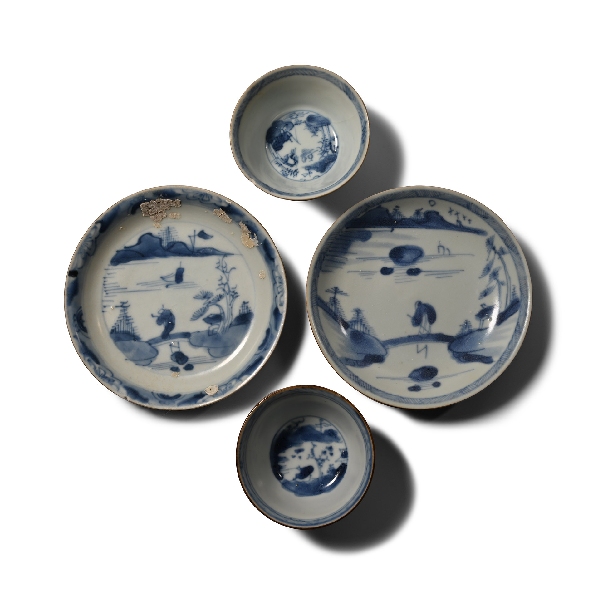 Ca Mau Cargo Shipwreck Glazed Blue and White Tea Set Pairs