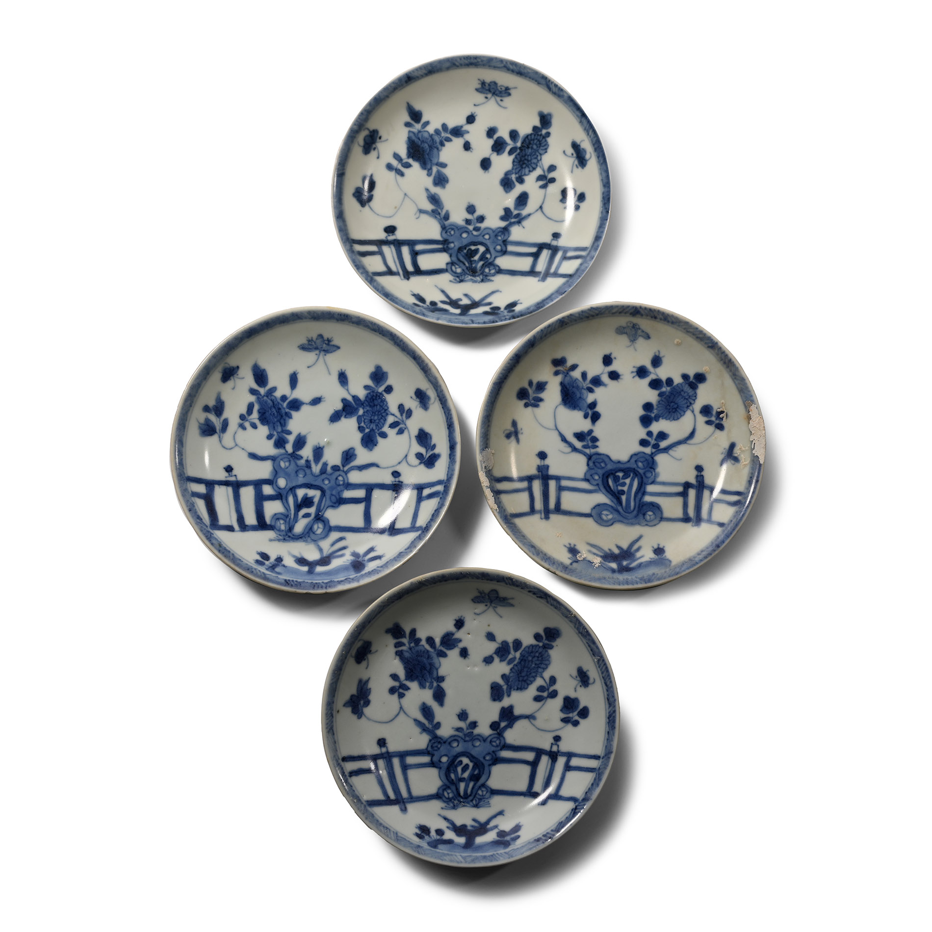 Ca Mau Cargo Shipwreck Glazed Blue and White Tea Saucer Set with Floral Design