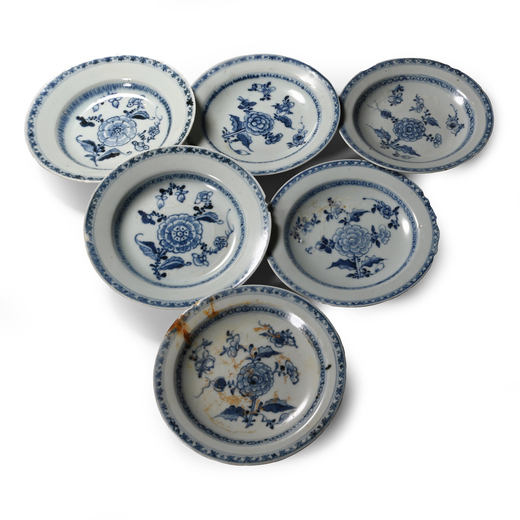 Tek Sing Treasure Shipwreck Glazed Blue and White Plate Set