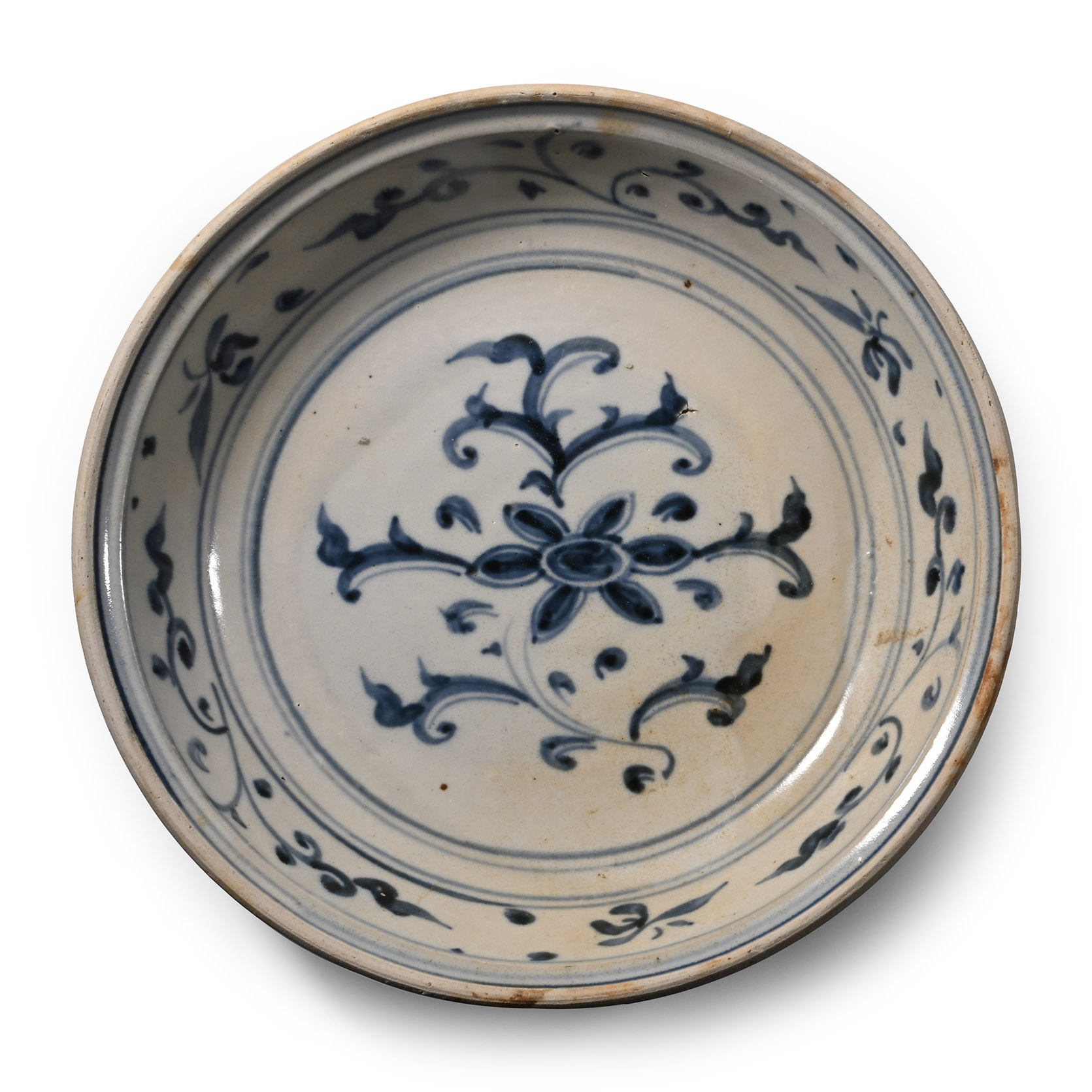 Large Hoi An Cargo Shipwreck Glazed Blue and White Bowl