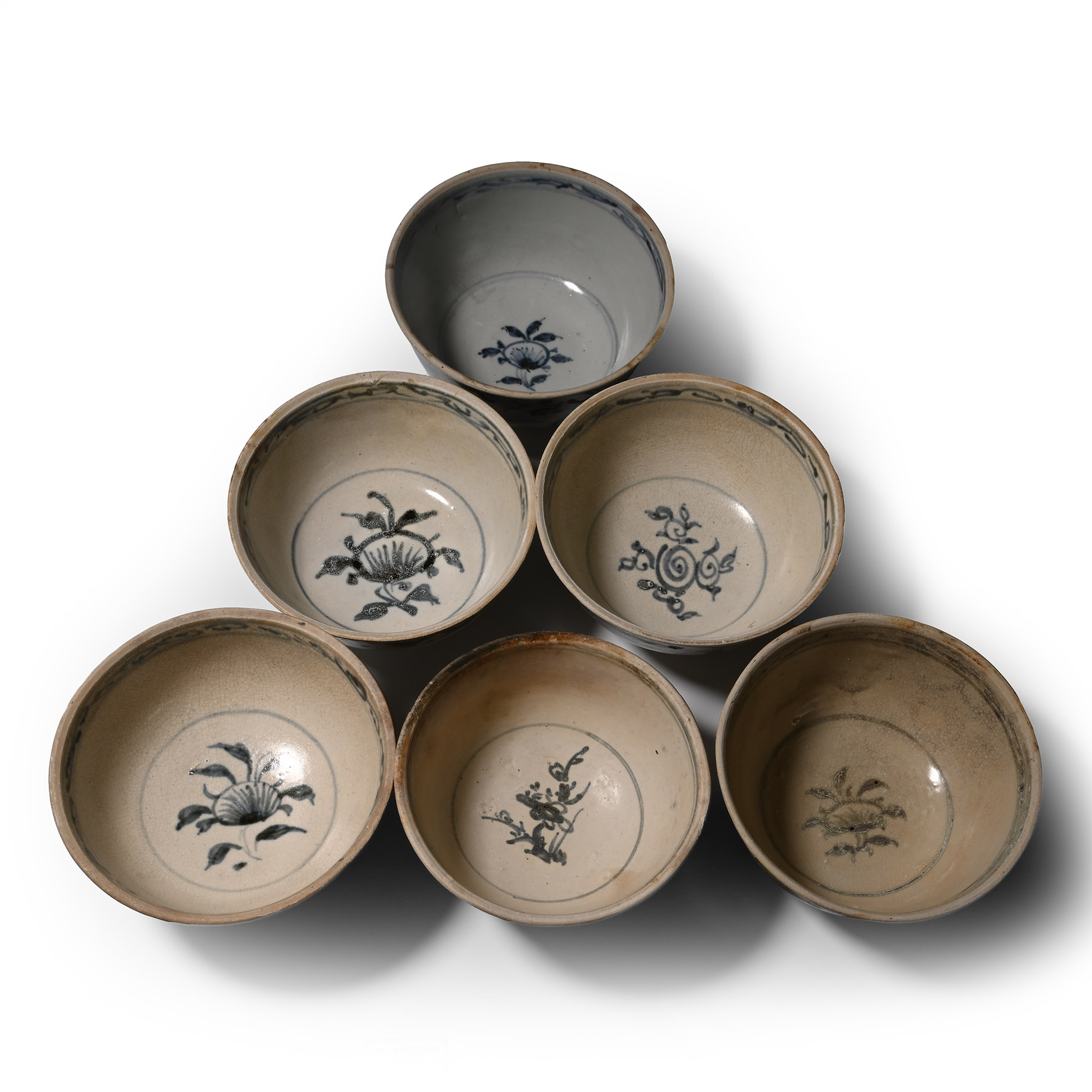 Hoi An Cargo Shipwreck Glazed Blue and White Bowl Set