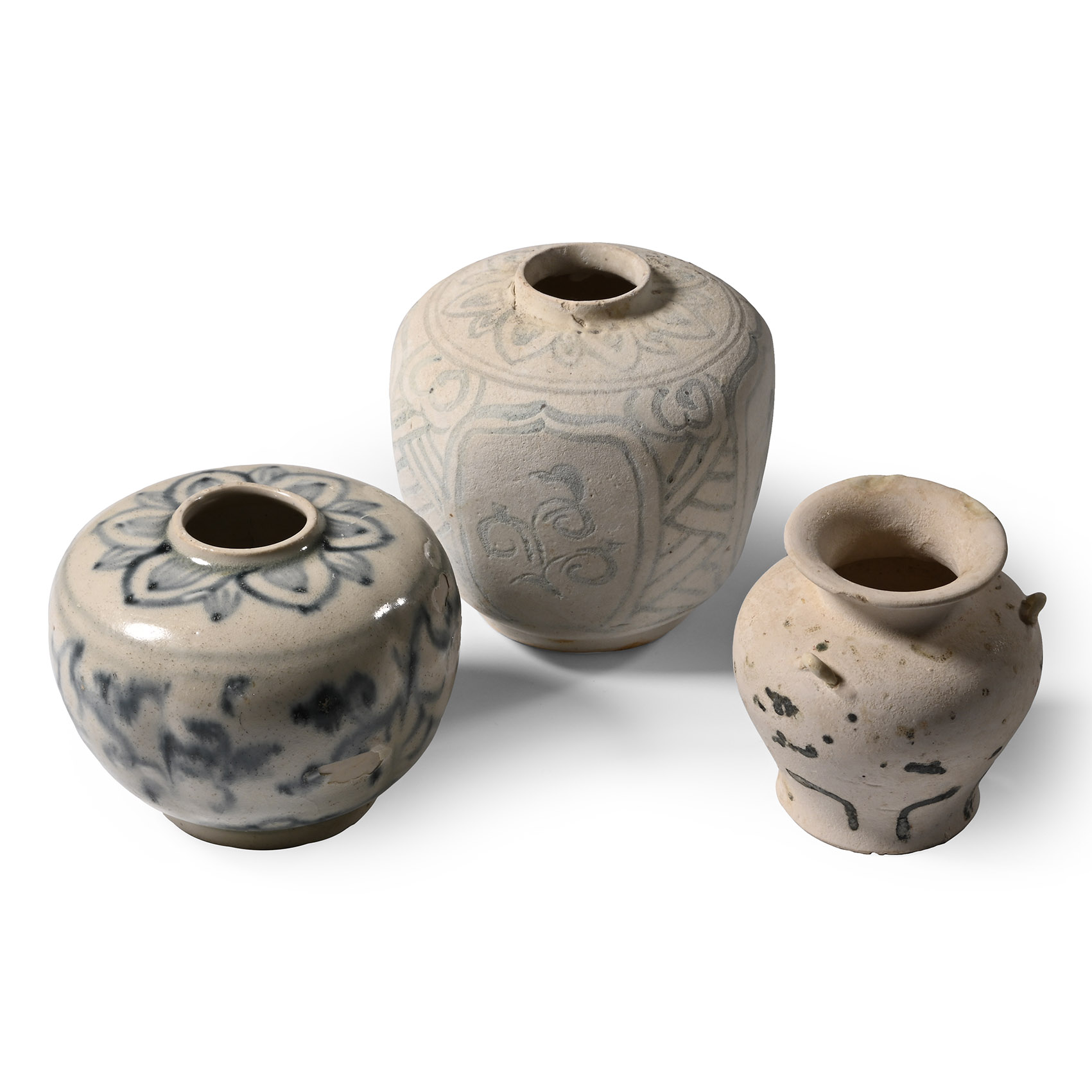 Hoi An Cargo Shipwreck Glazed Blue and White Jar Group