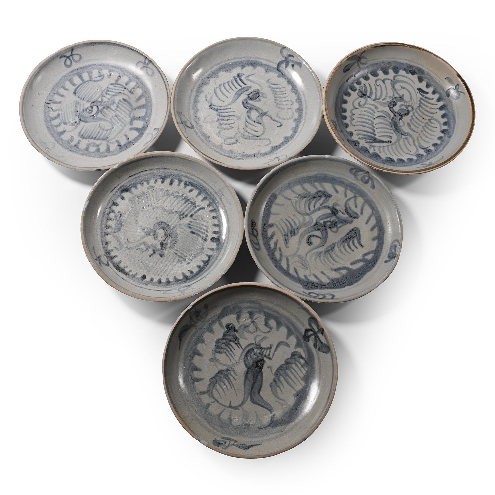 Tek Sing Treasure Shipwreck Glazed Blue and White Plate Set