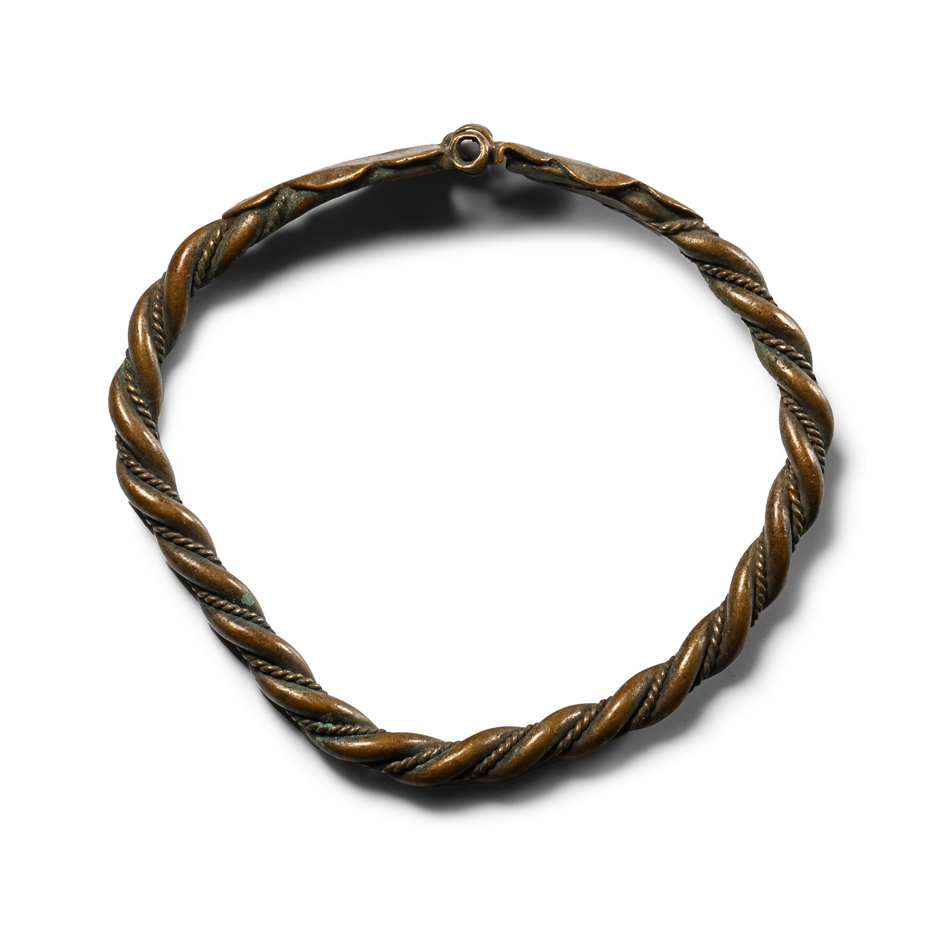 Medieval Bronze Twisted Bracelet with Hinge Closure