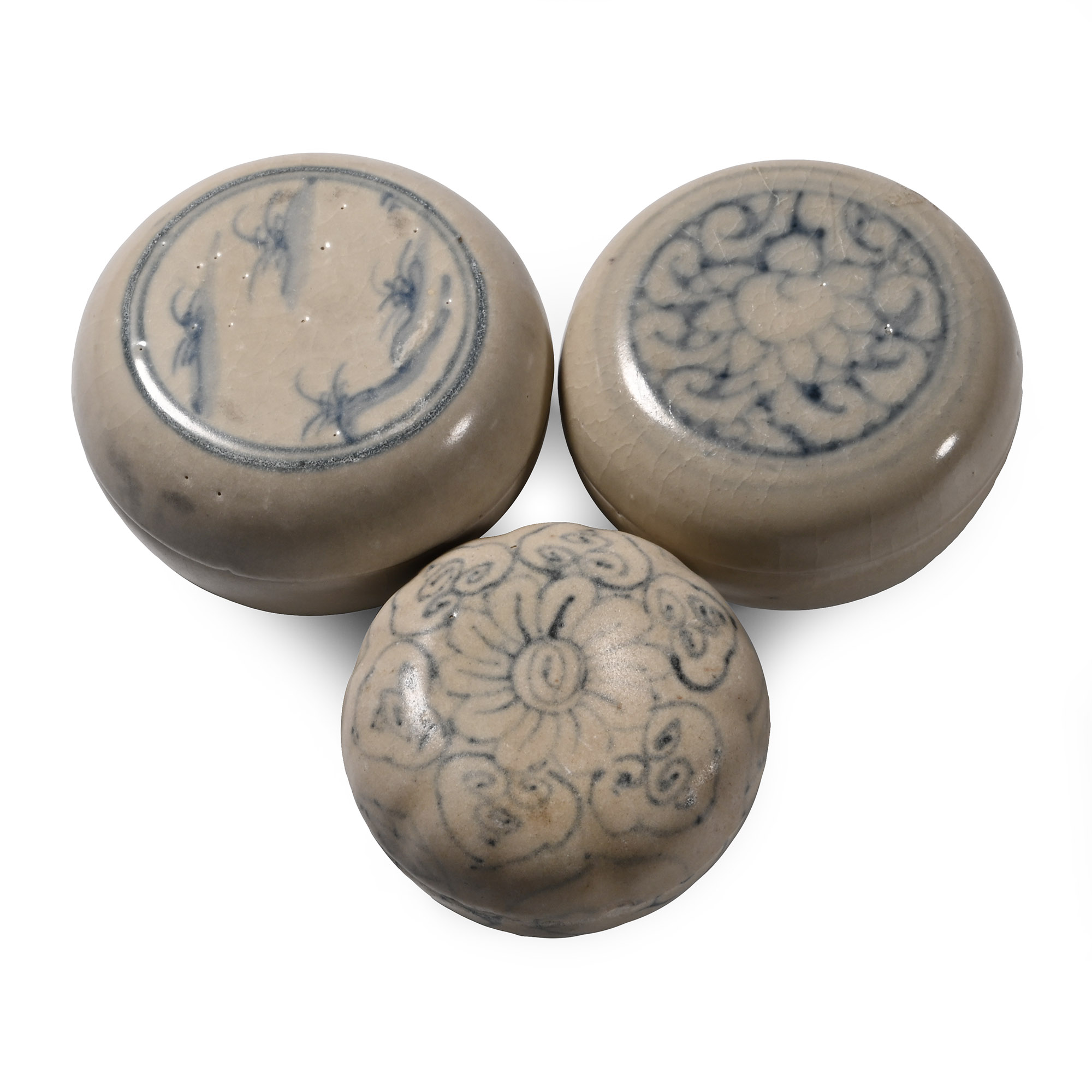Hoi An Cargo Shipwreck Glazed Blue and White Lidded Box Collection