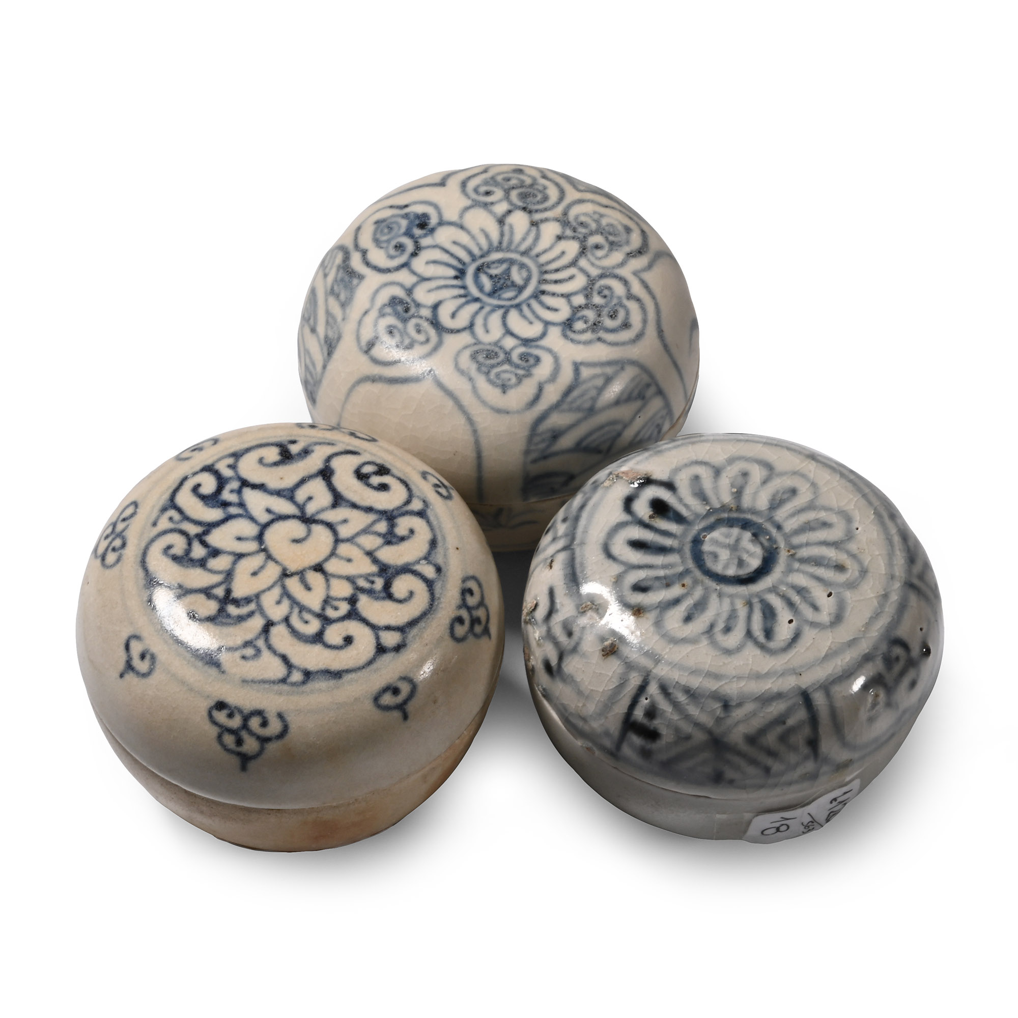 Hoi An Cargo Shipwreck Glazed Blue and White Lidded Box Collection