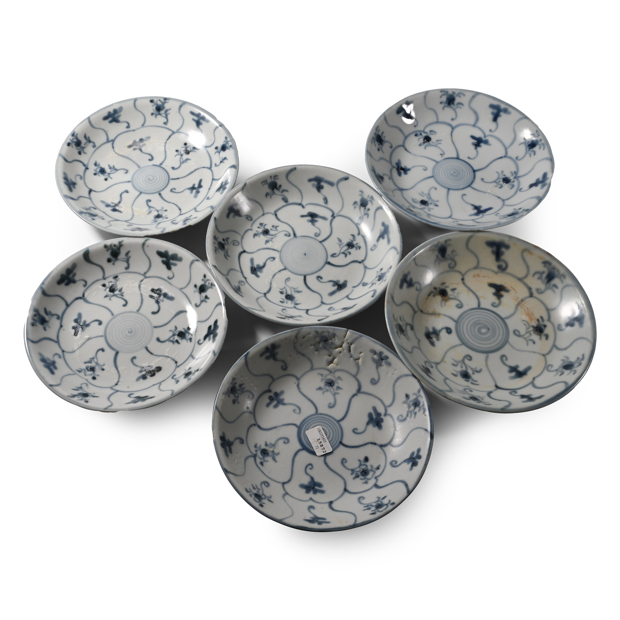 Large Tek Sing Treasure Shipwreck Glazed Blue and White Dish Set