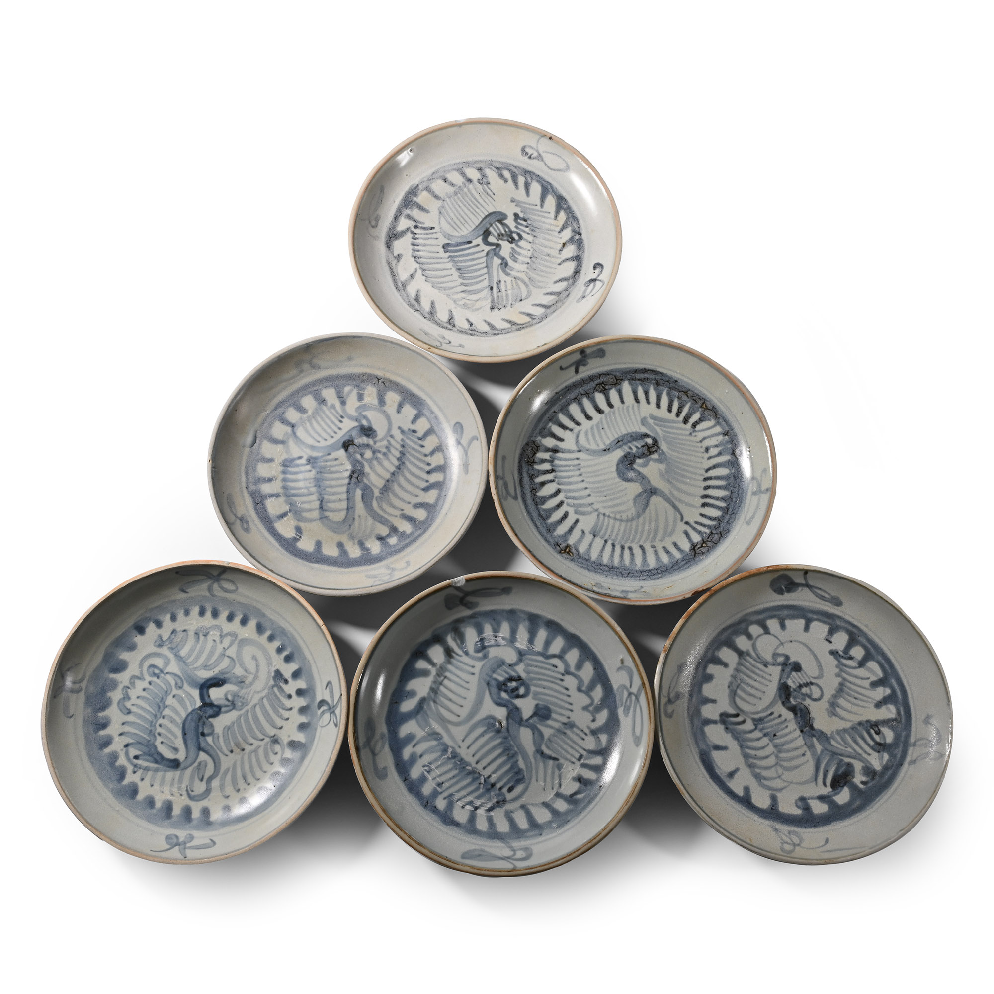 Tek Sing Treasure Shipwreck Glazed Blue and White Plate Set