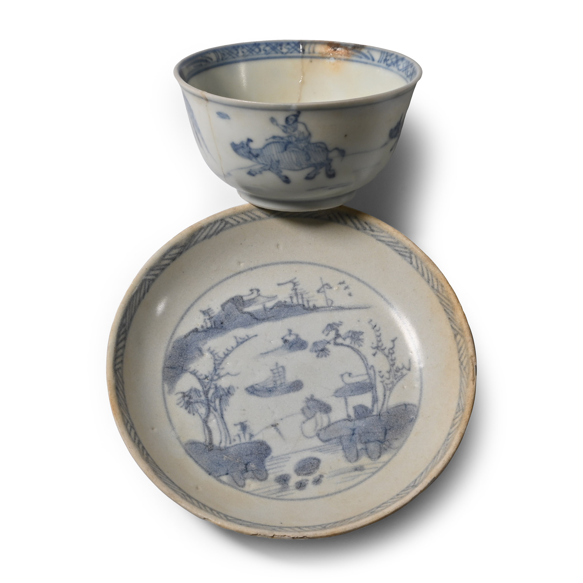 Ca Mau Cargo Shipwreck Glazed Blue and White Tea Bowl and Saucer