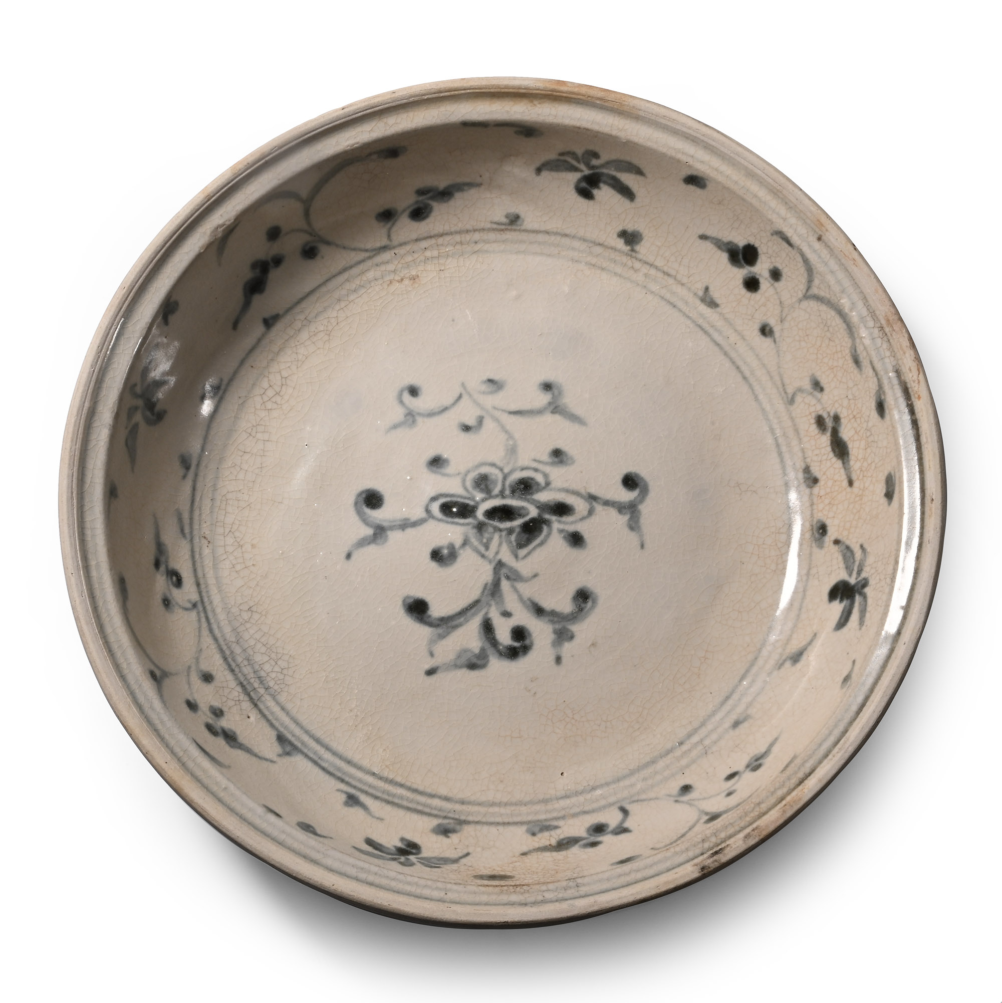 Large Hoi An Cargo Shipwreck Glazed Blue and White Plate