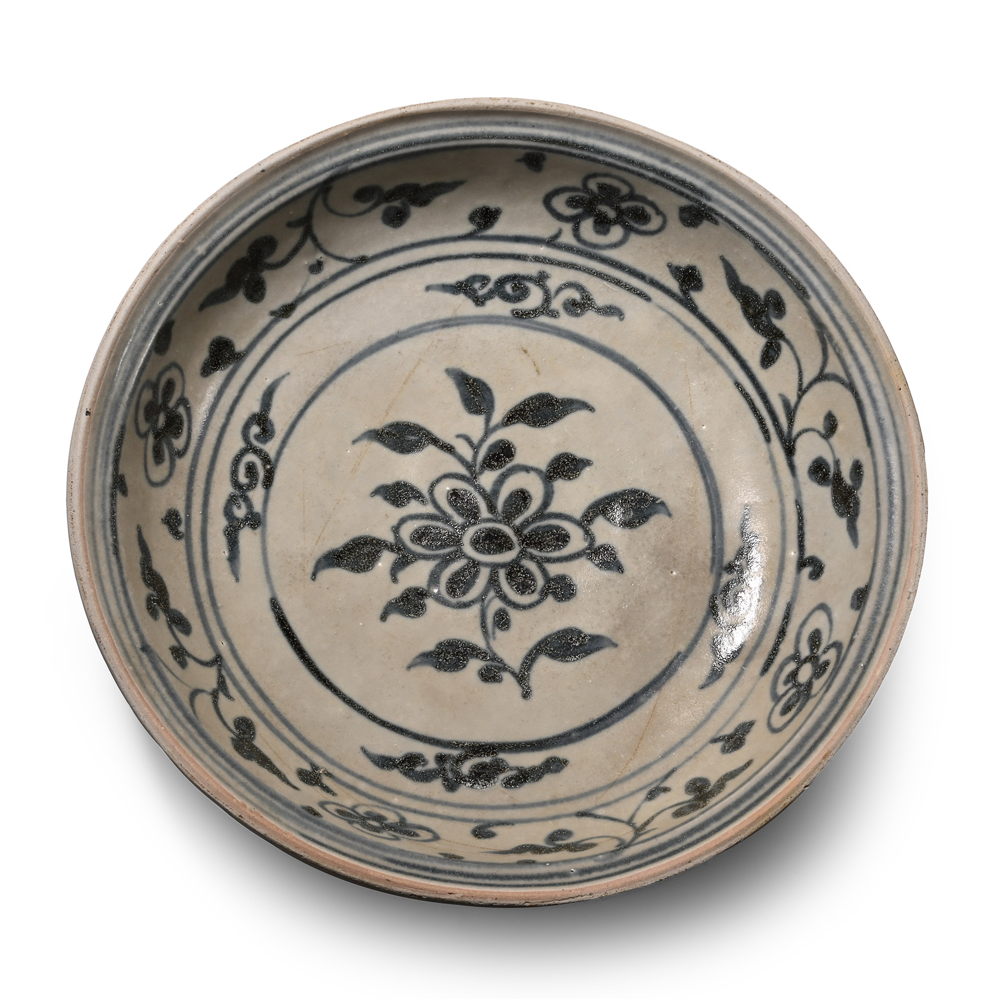 Large Hoi An Cargo Shipwreck Glazed Blue and White Plate