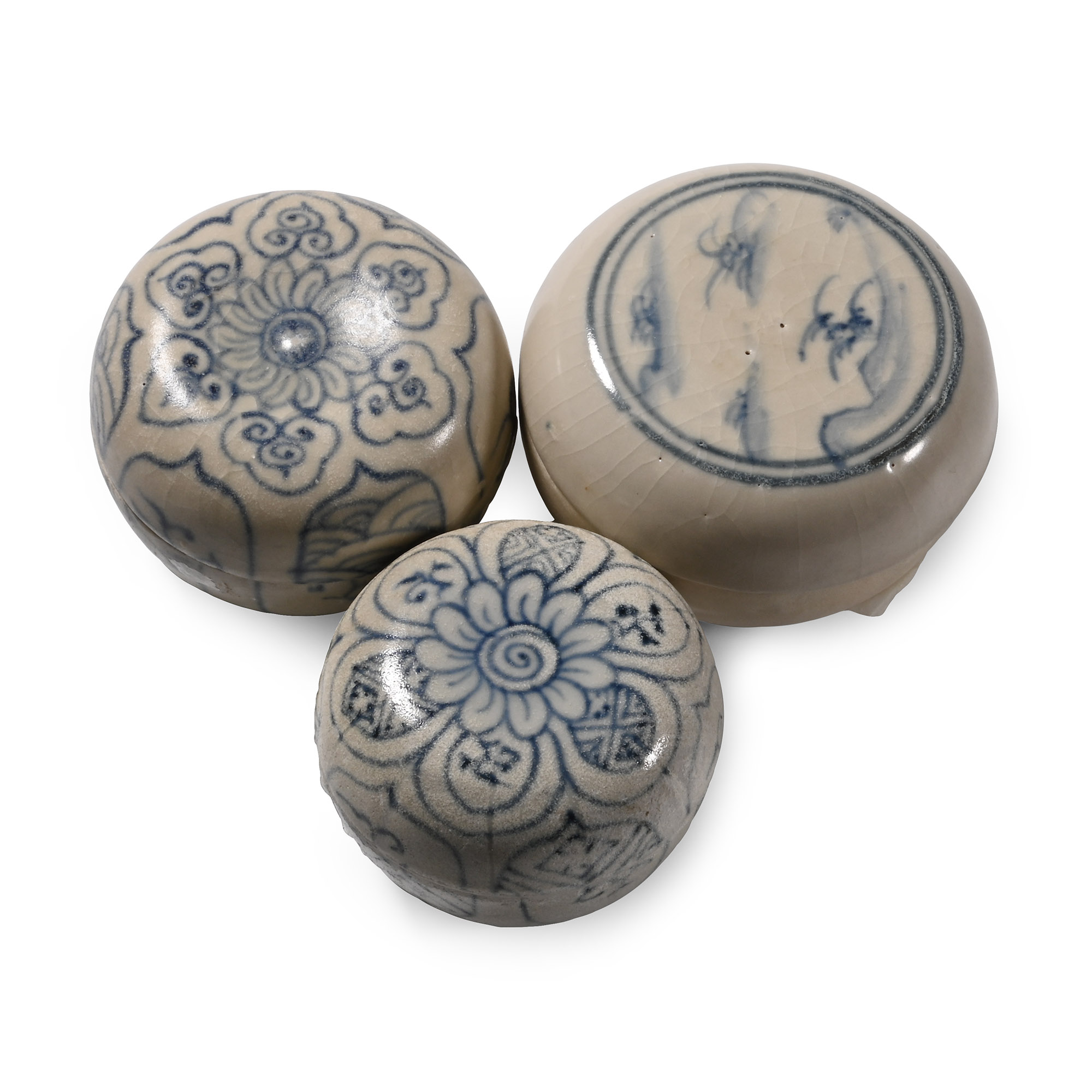 Hoi An Cargo Shipwreck Glazed Blue and White Lidded Box Collection