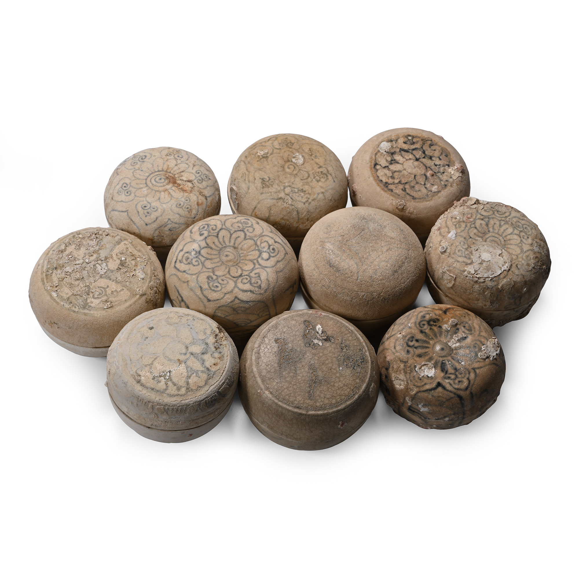 Hoi An Cargo Shipwreck Glazed Blue and White Lidded Box Collection
