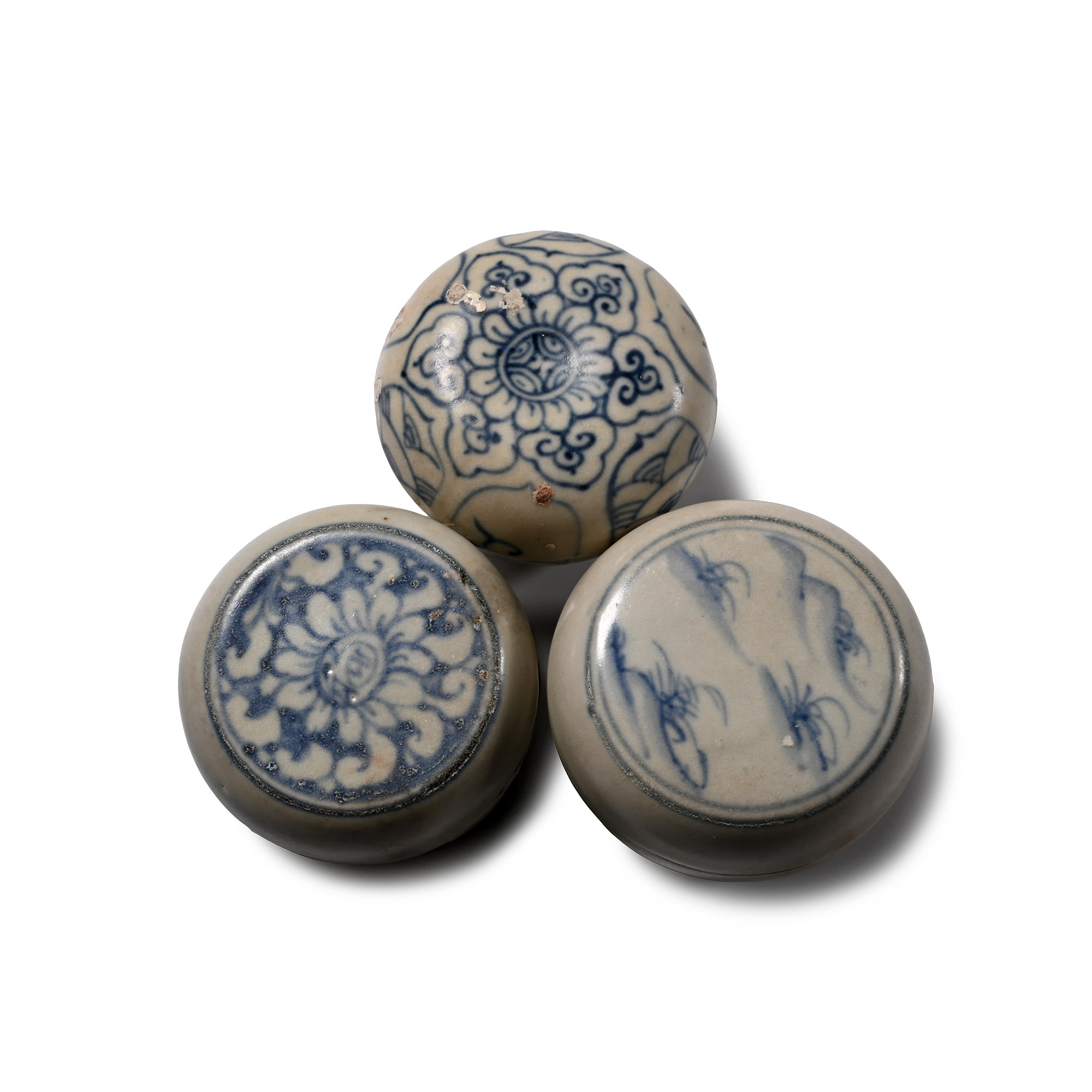 Hoi An Cargo Shipwreck Glazed Blue and White Lidded Box Collection