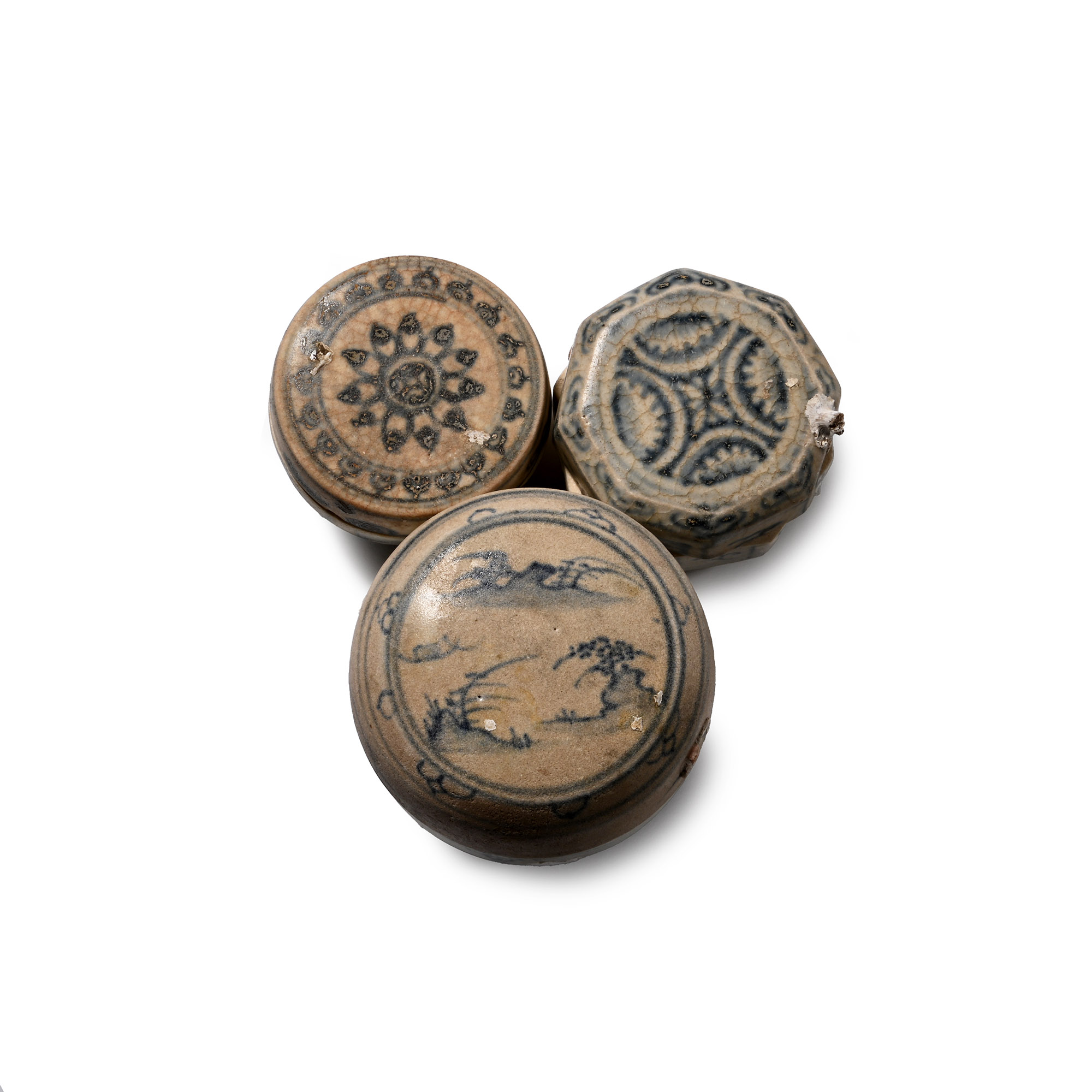 Hoi An Cargo Shipwreck Glazed Blue and White Lidded Box Collection