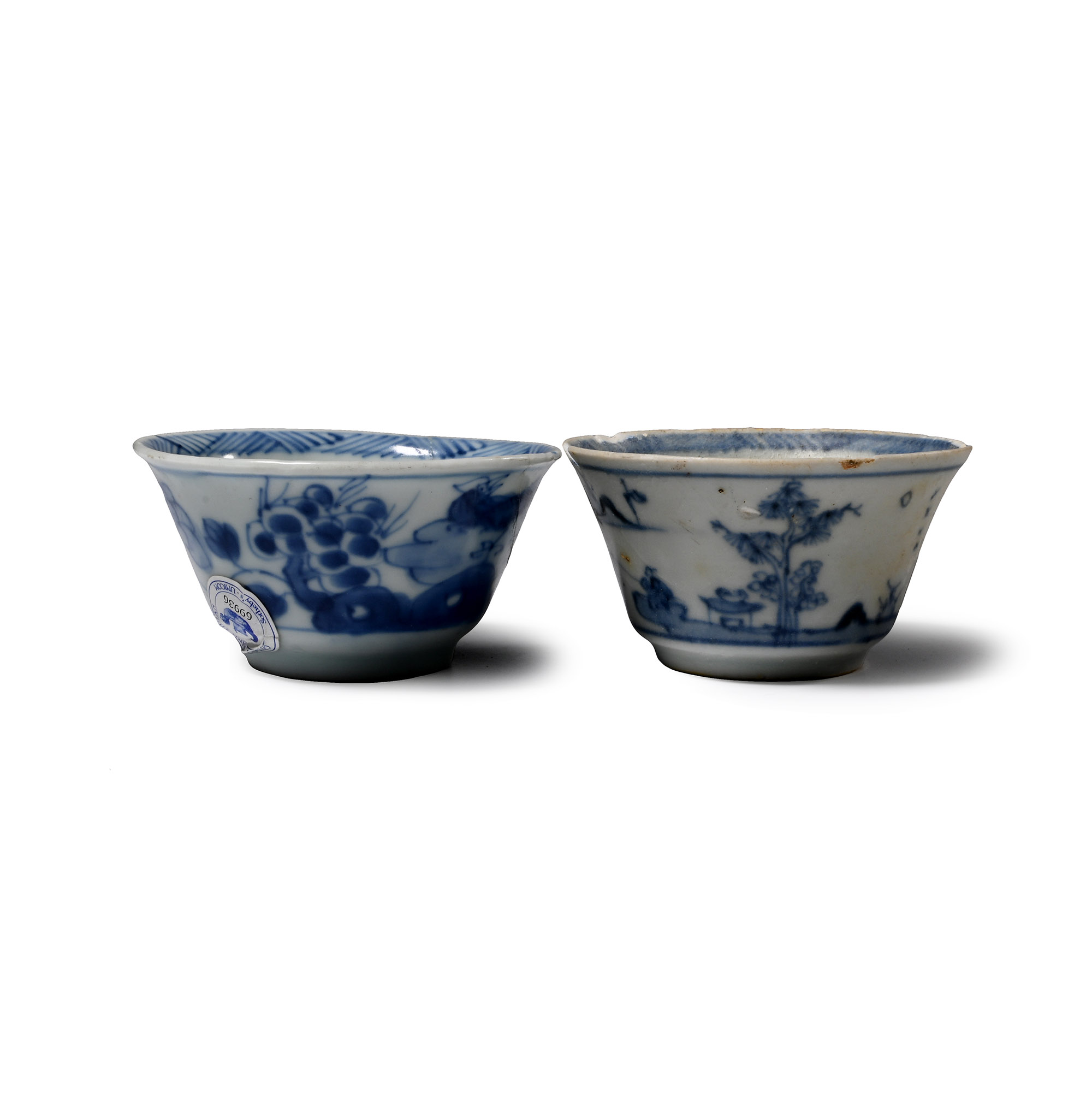 Ca Mau Cargo Shipwreck Glazed Blue and White Tea Cup Group