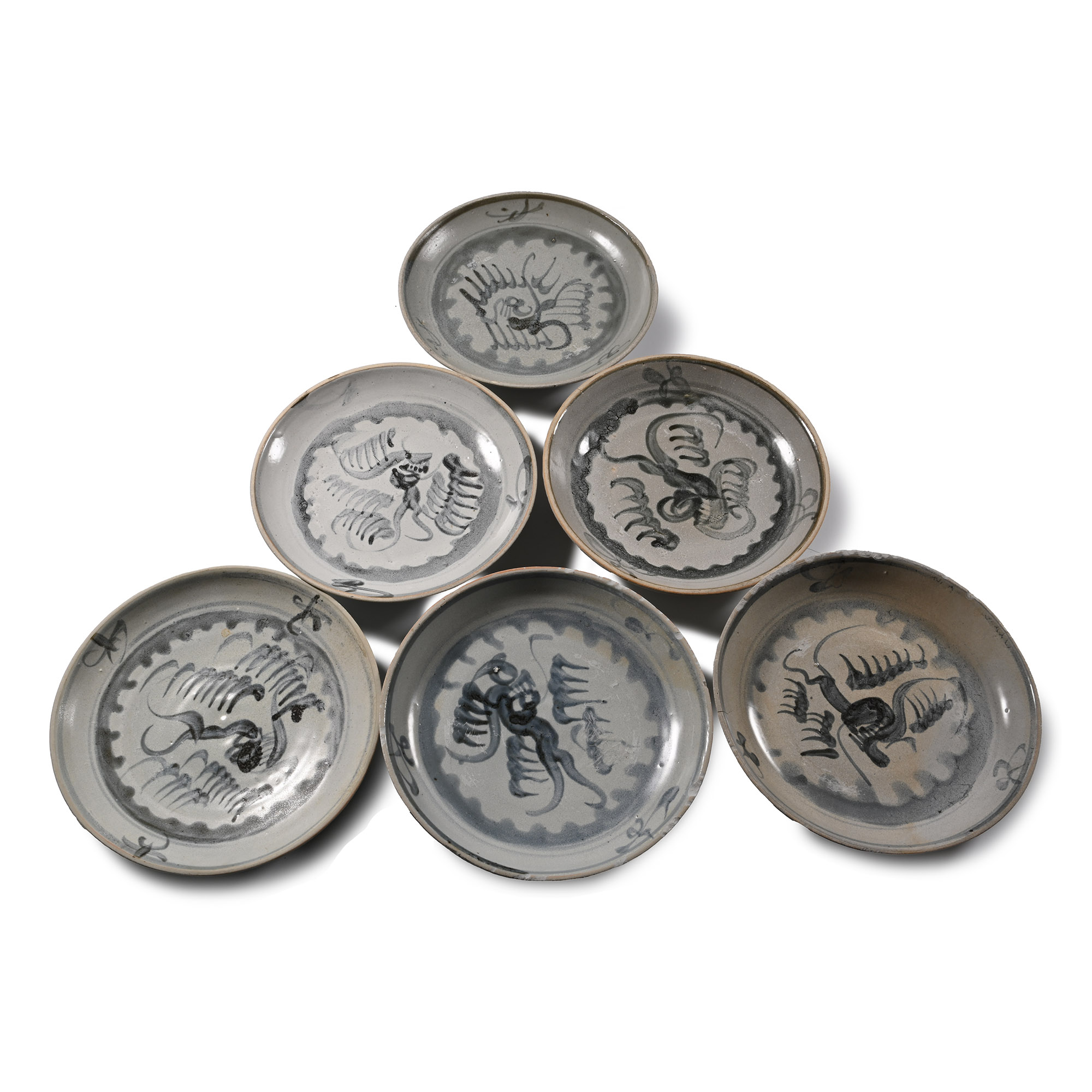Tek Sing Treasure Shipwreck Glazed Blue and White Plate Set