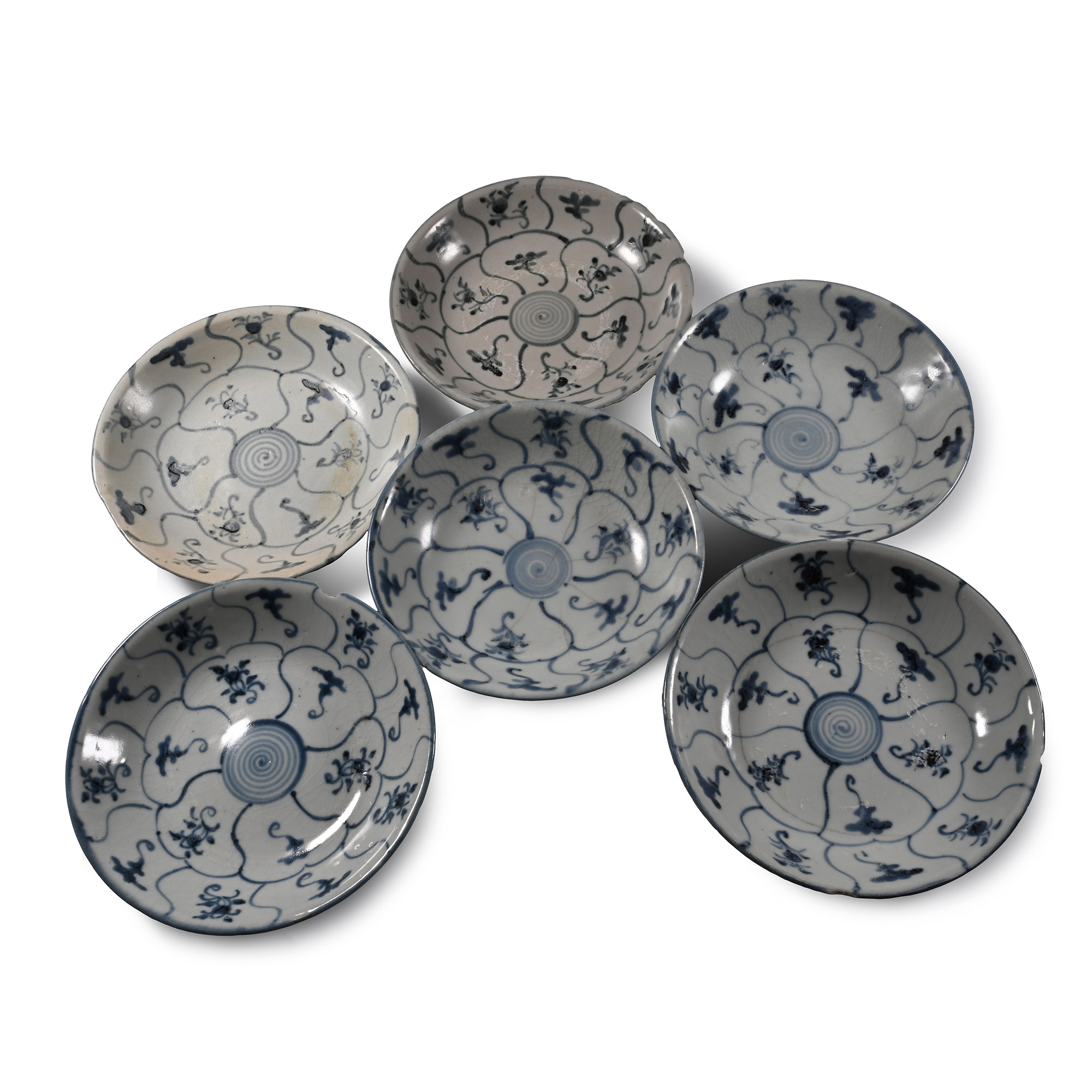 Tek Sing Treasure Shipwreck Glazed Blue and White Plate Set