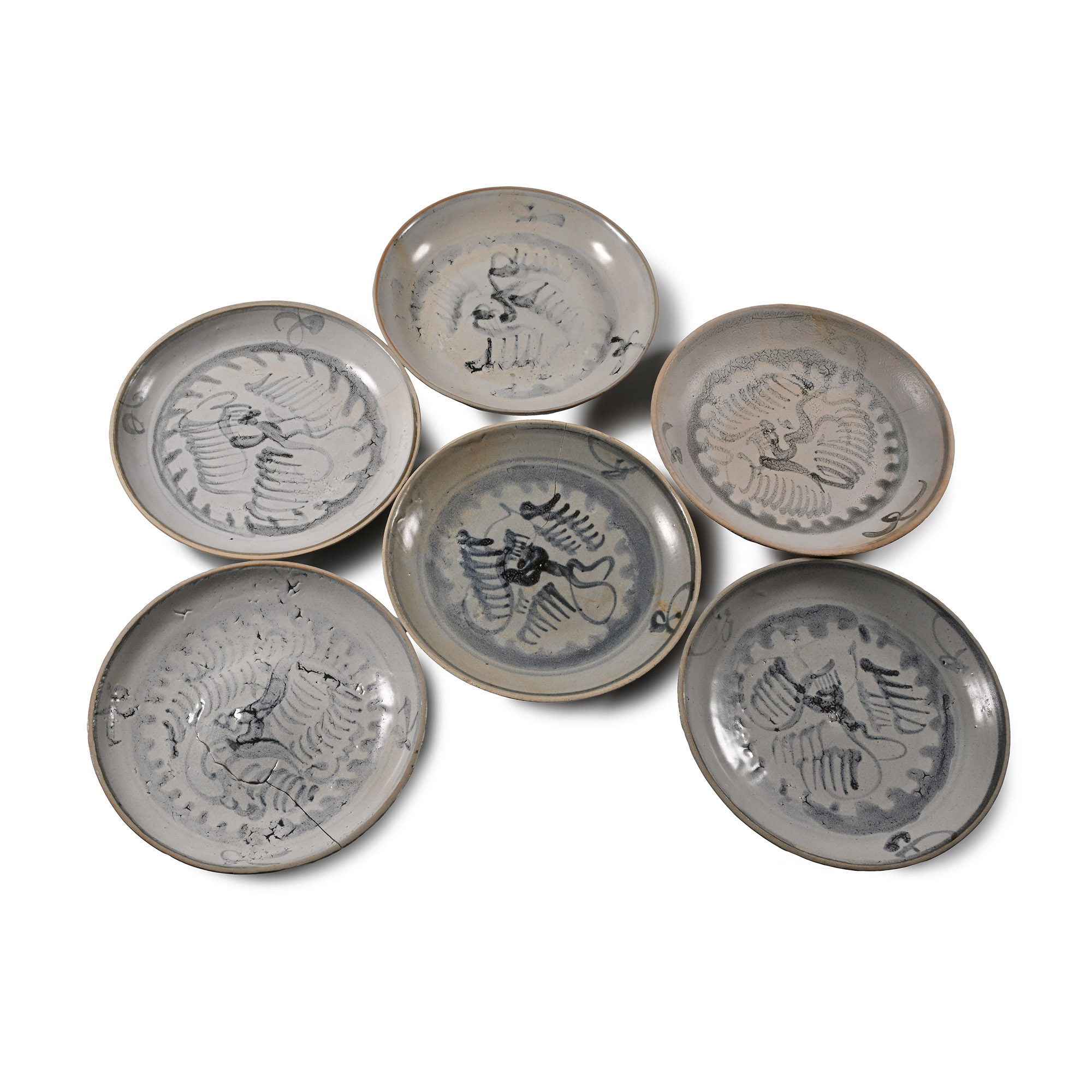 Tek Sing Treasure Shipwreck Glazed Blue and White Plate Set