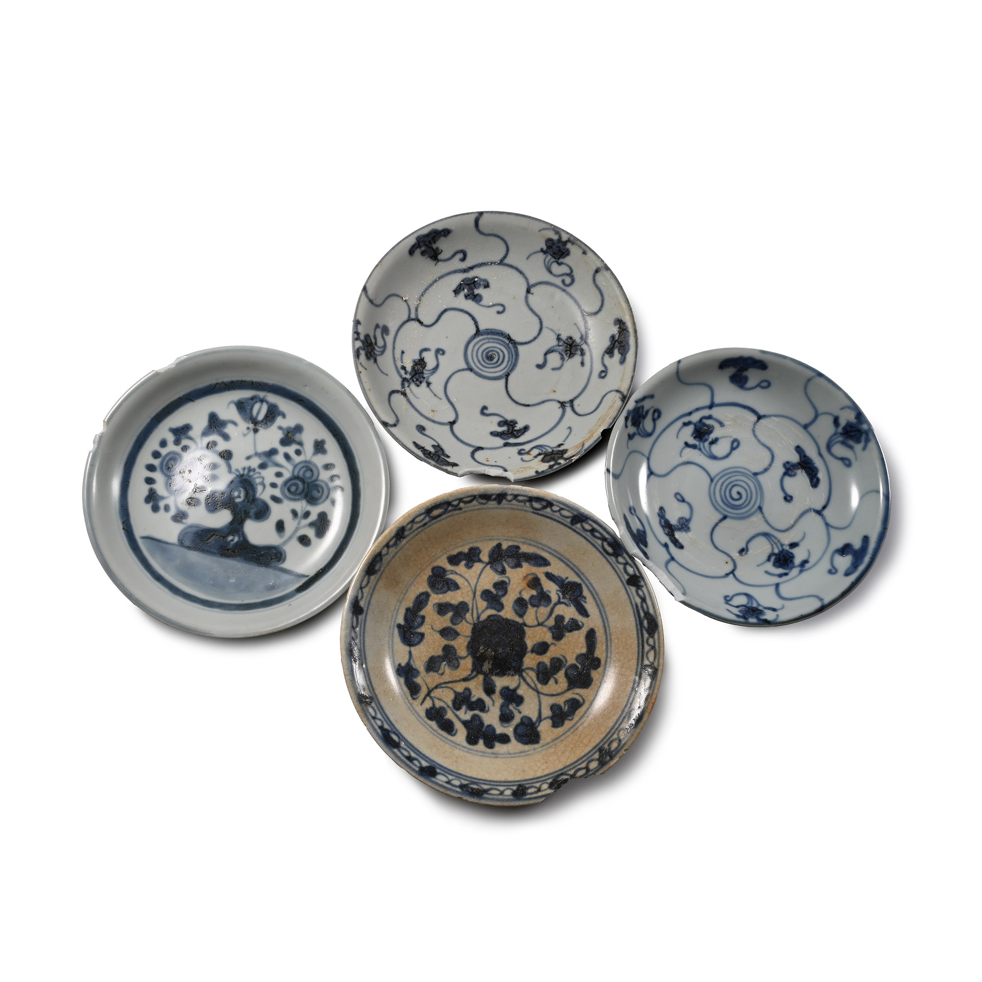 Tek Sing Treasure Shipwreck Glazed Blue and White Plate Group