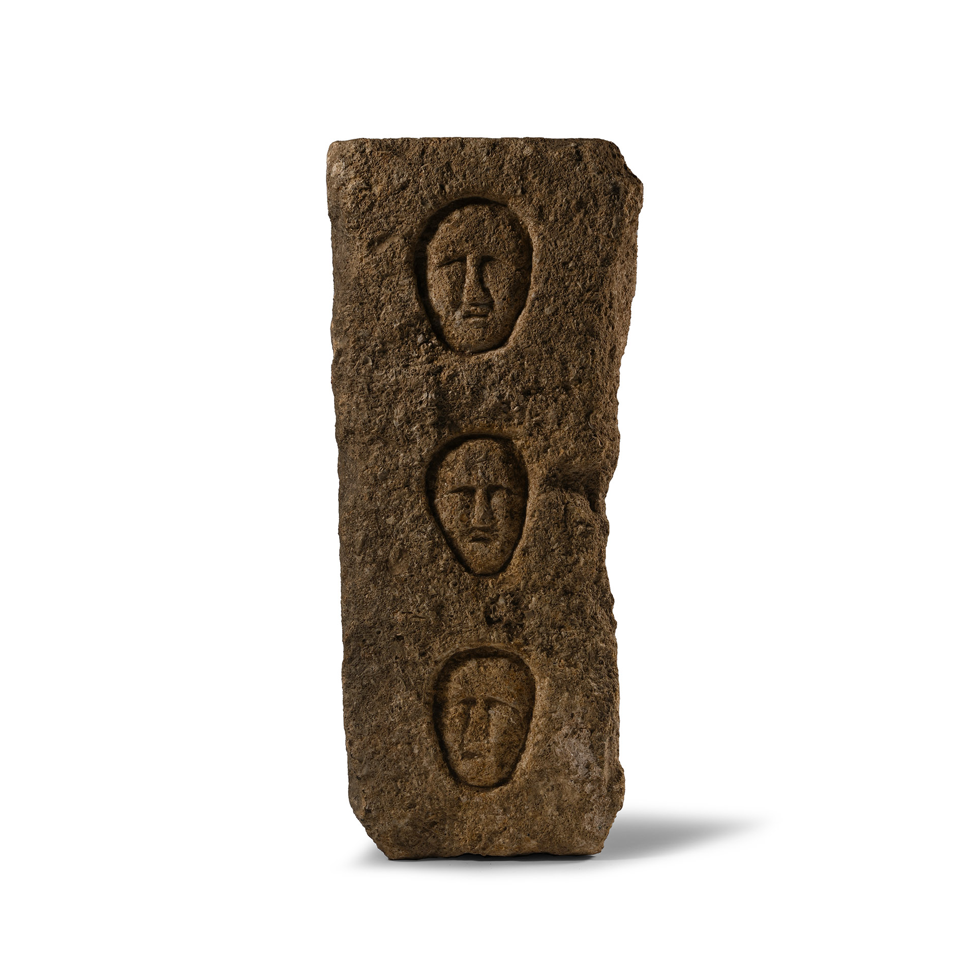 Iron Age Celtic Cornish Limestone Pillar with Three Heads