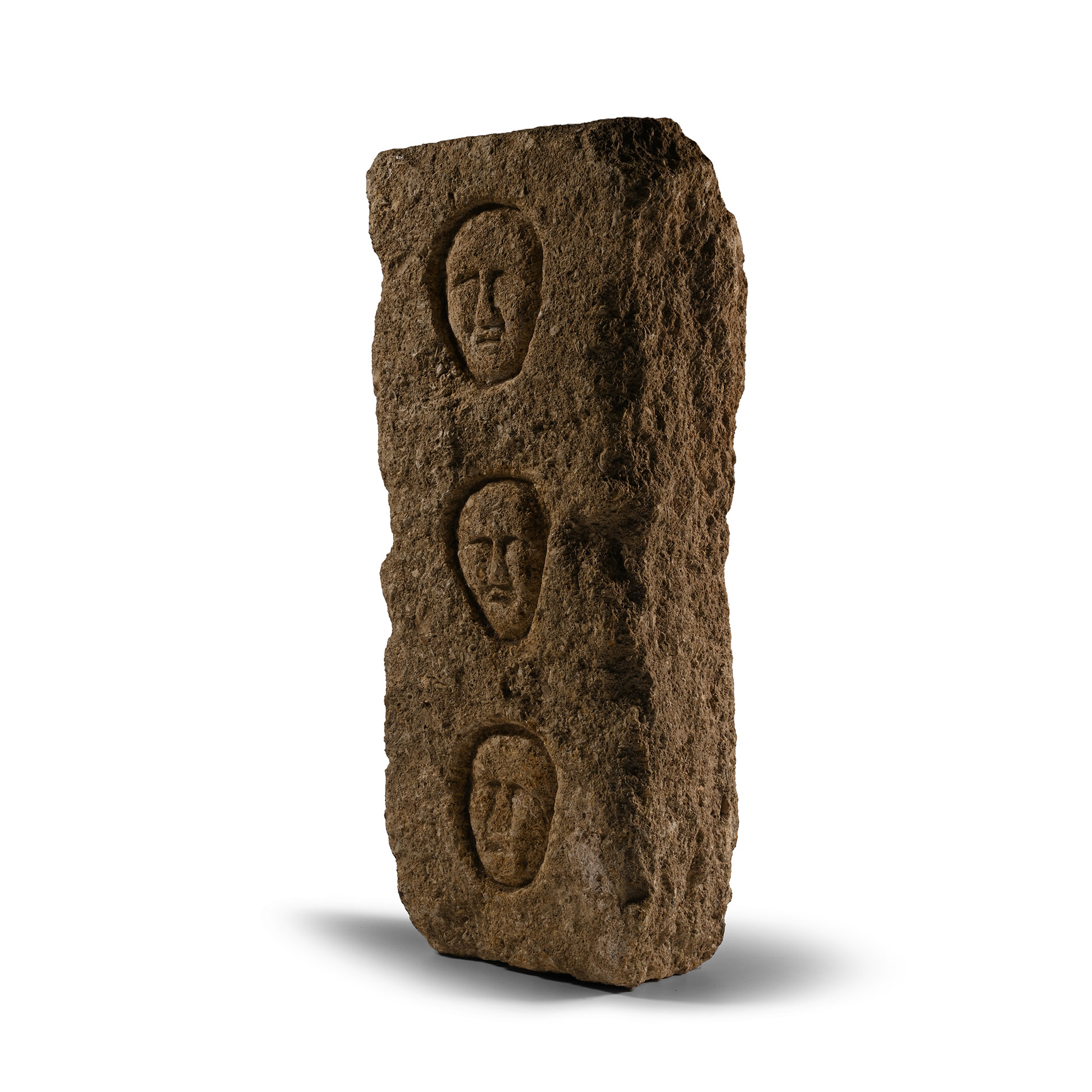 Iron Age Celtic Cornish Limestone Pillar with Three Heads