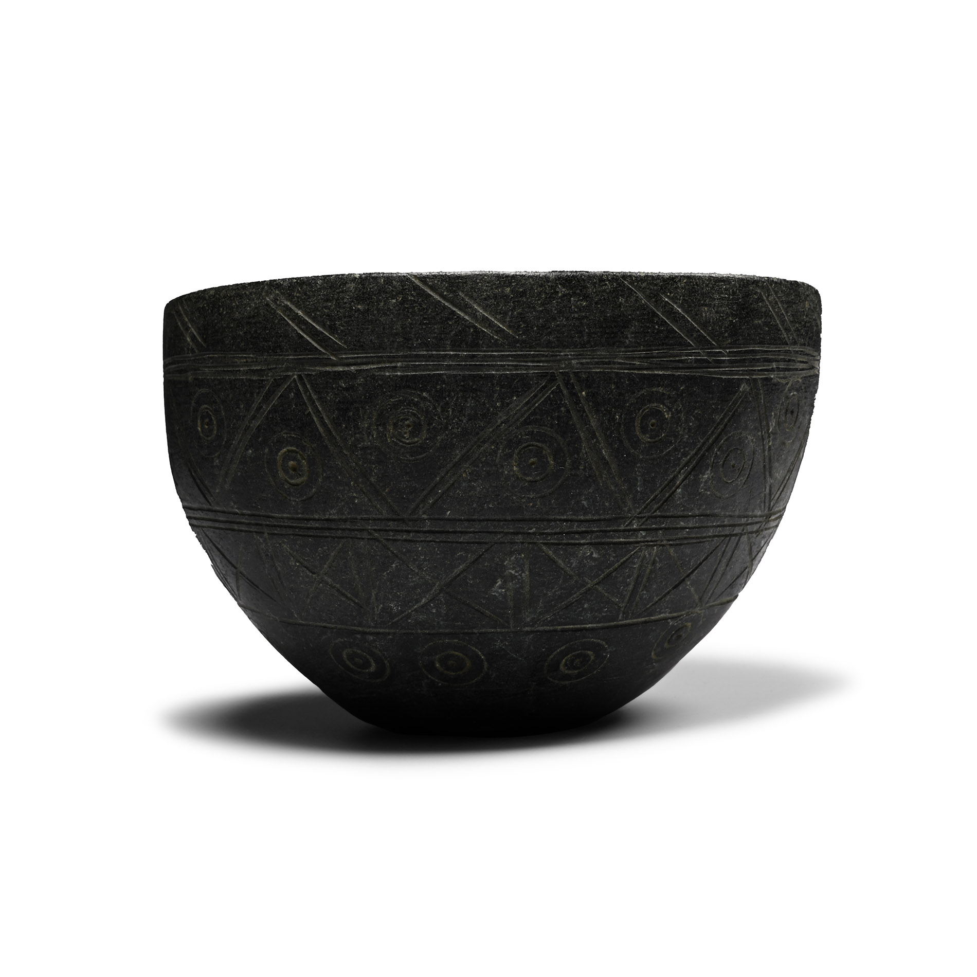 Western Asiatic Decorated Black Stone Bowl