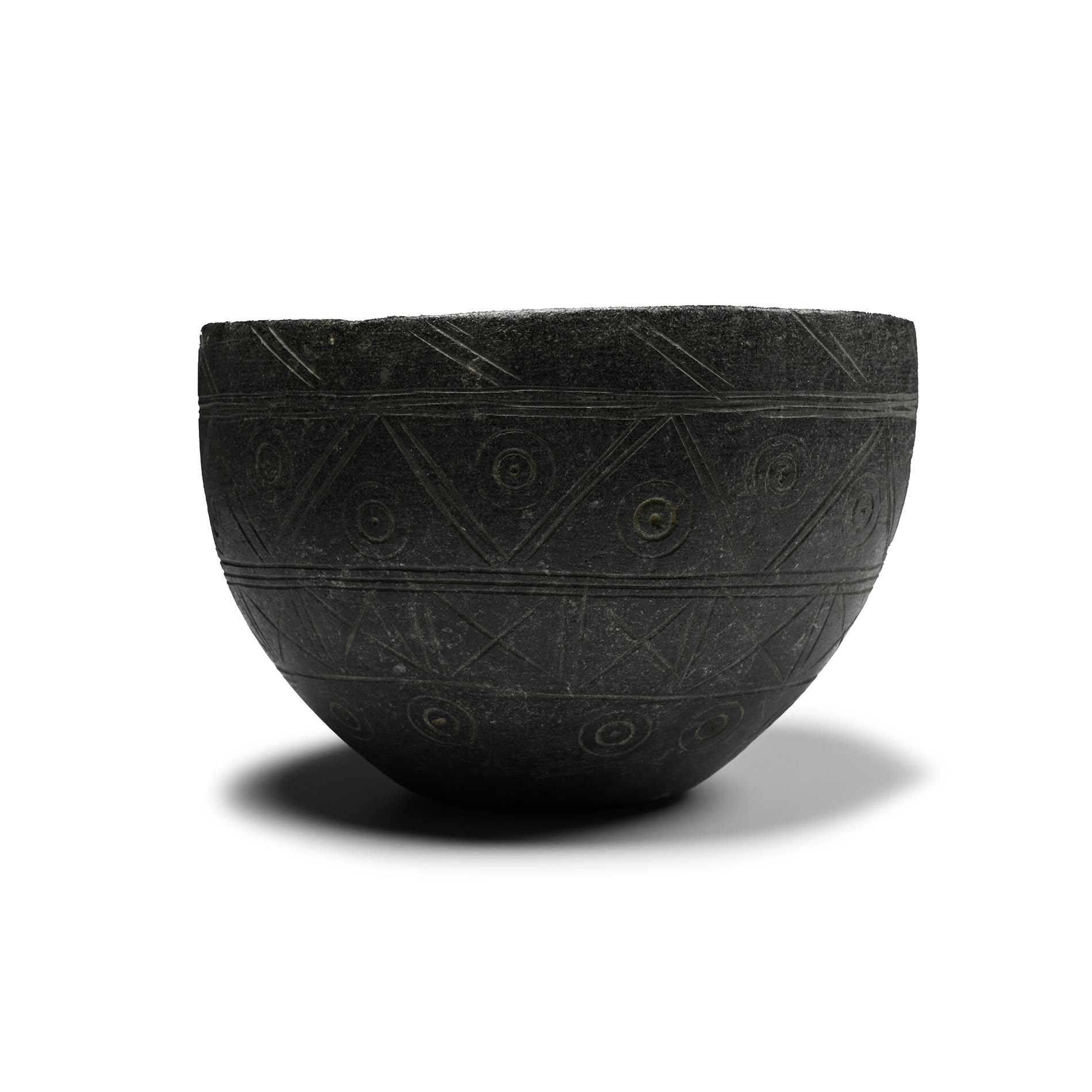 Western Asiatic Decorated Black Stone Bowl