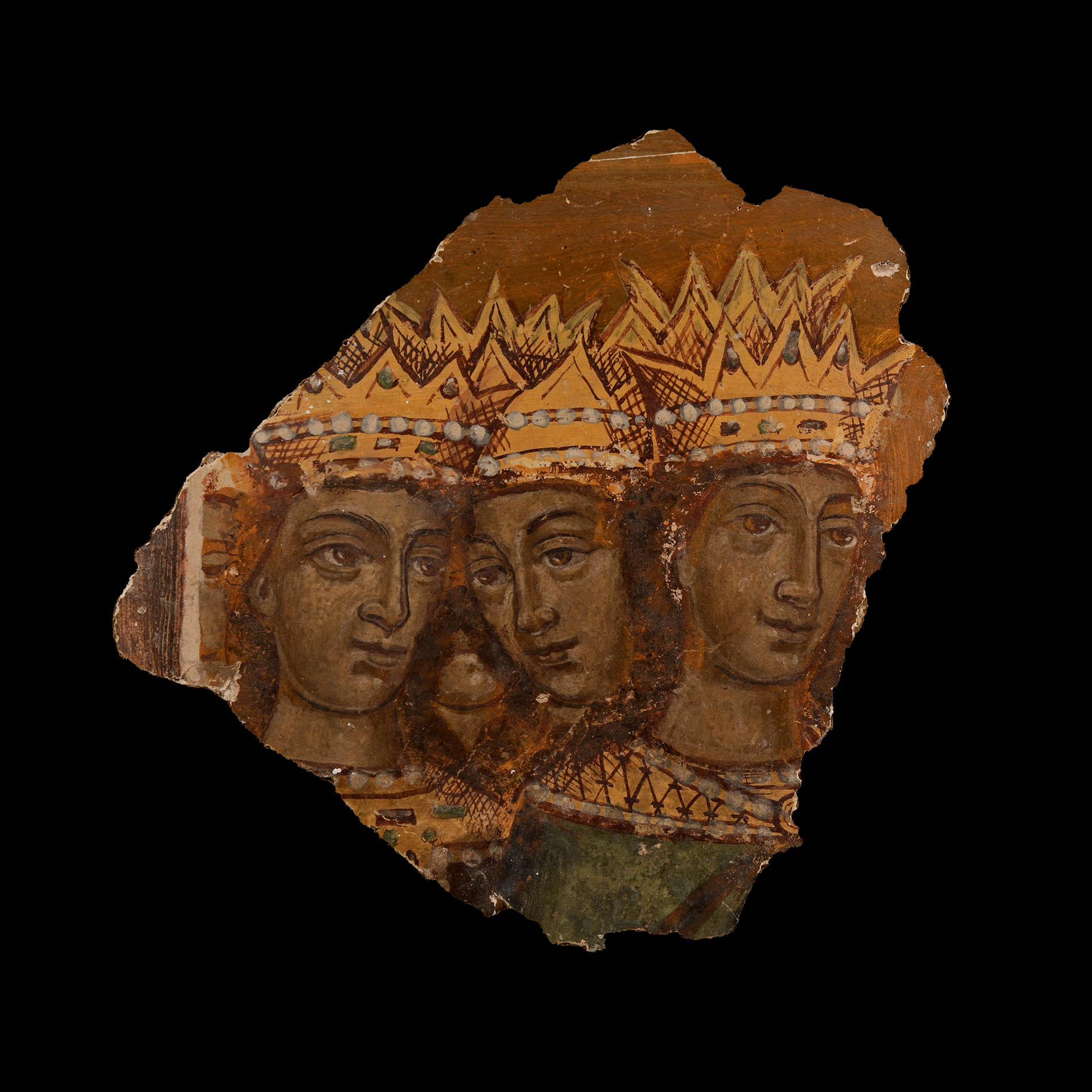 Byzantine Fresco Panel of Crowned Women