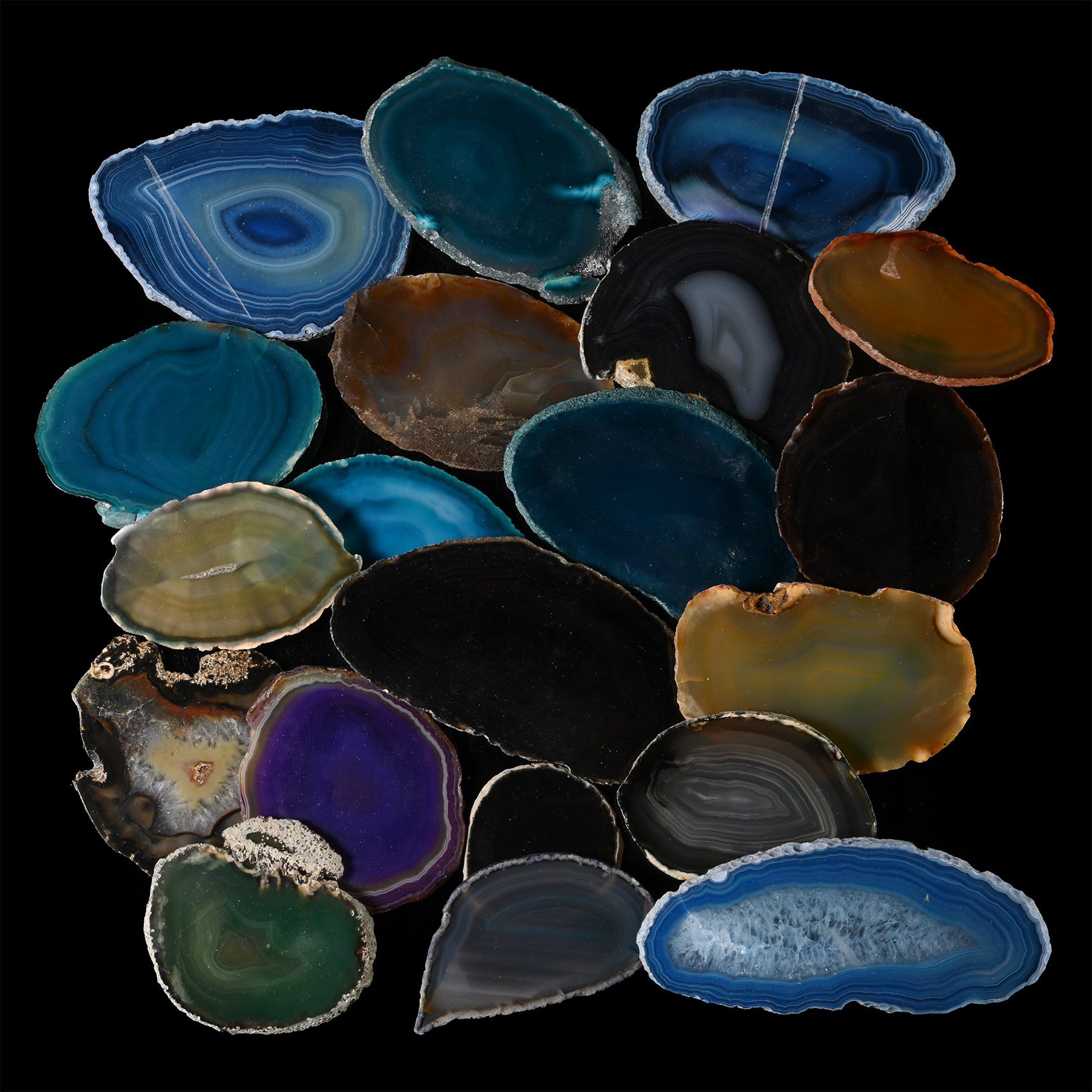 Cut and Polished Agate Geode Slice Collection [18]