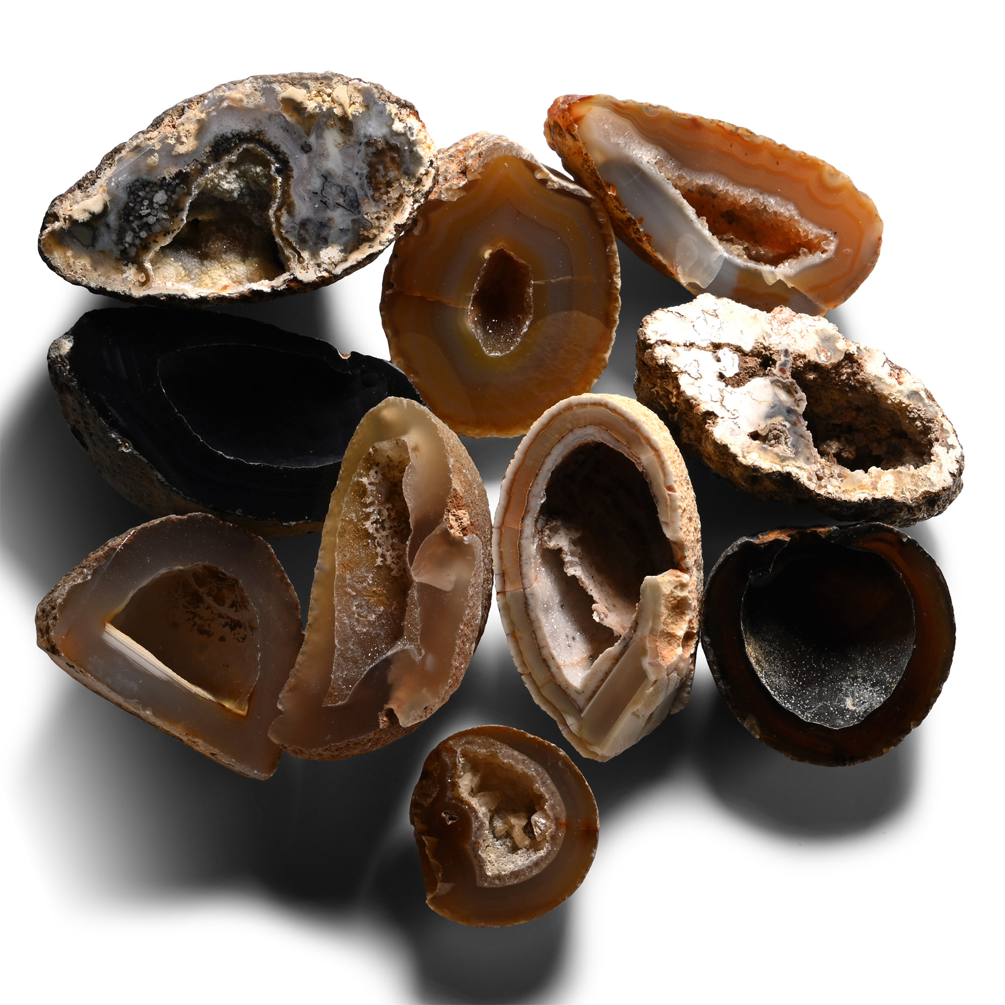 Cut and Polished Agate Crystal Geode Half Collection [10]