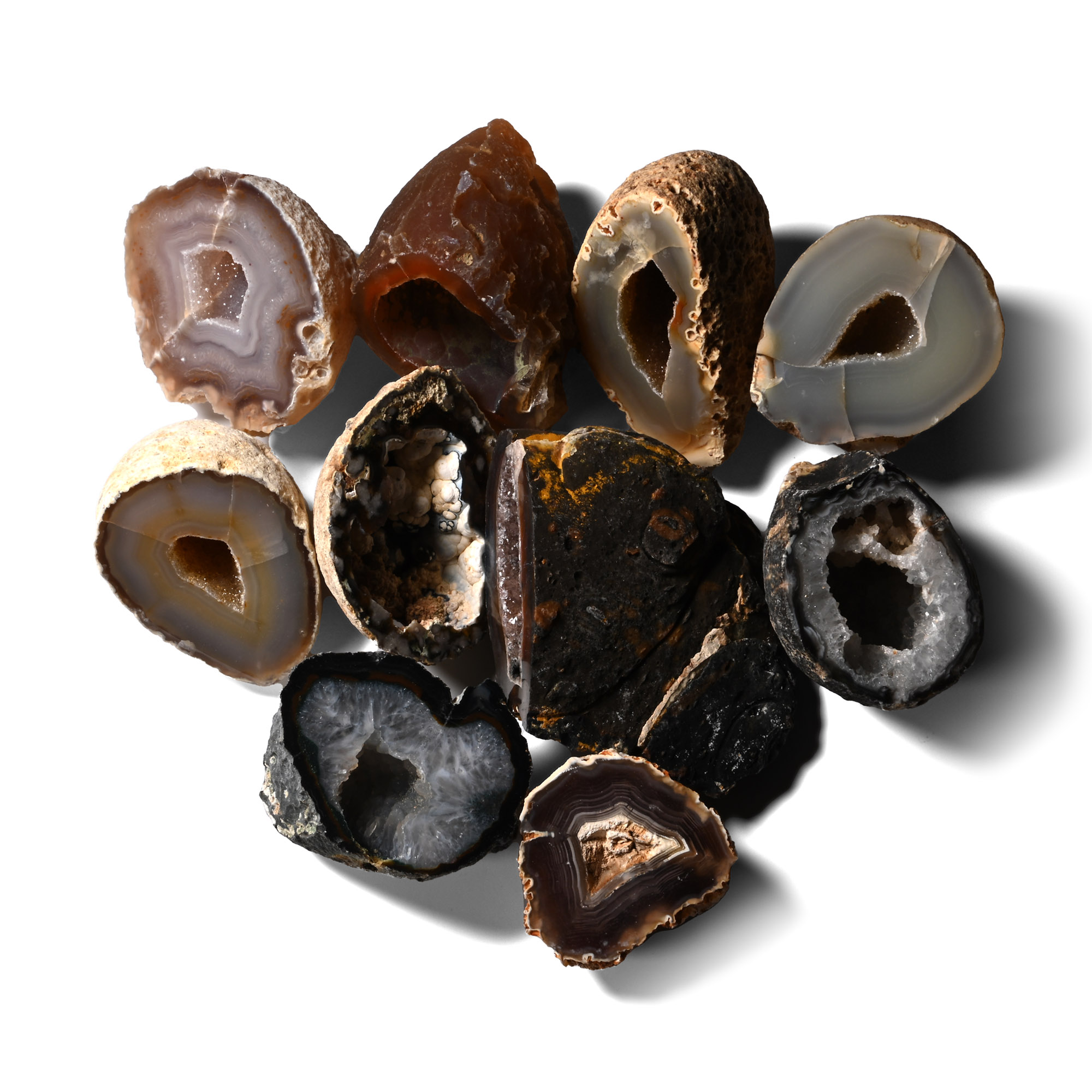 Cut and Polished Agate Crystal Geode Half Collection [10]