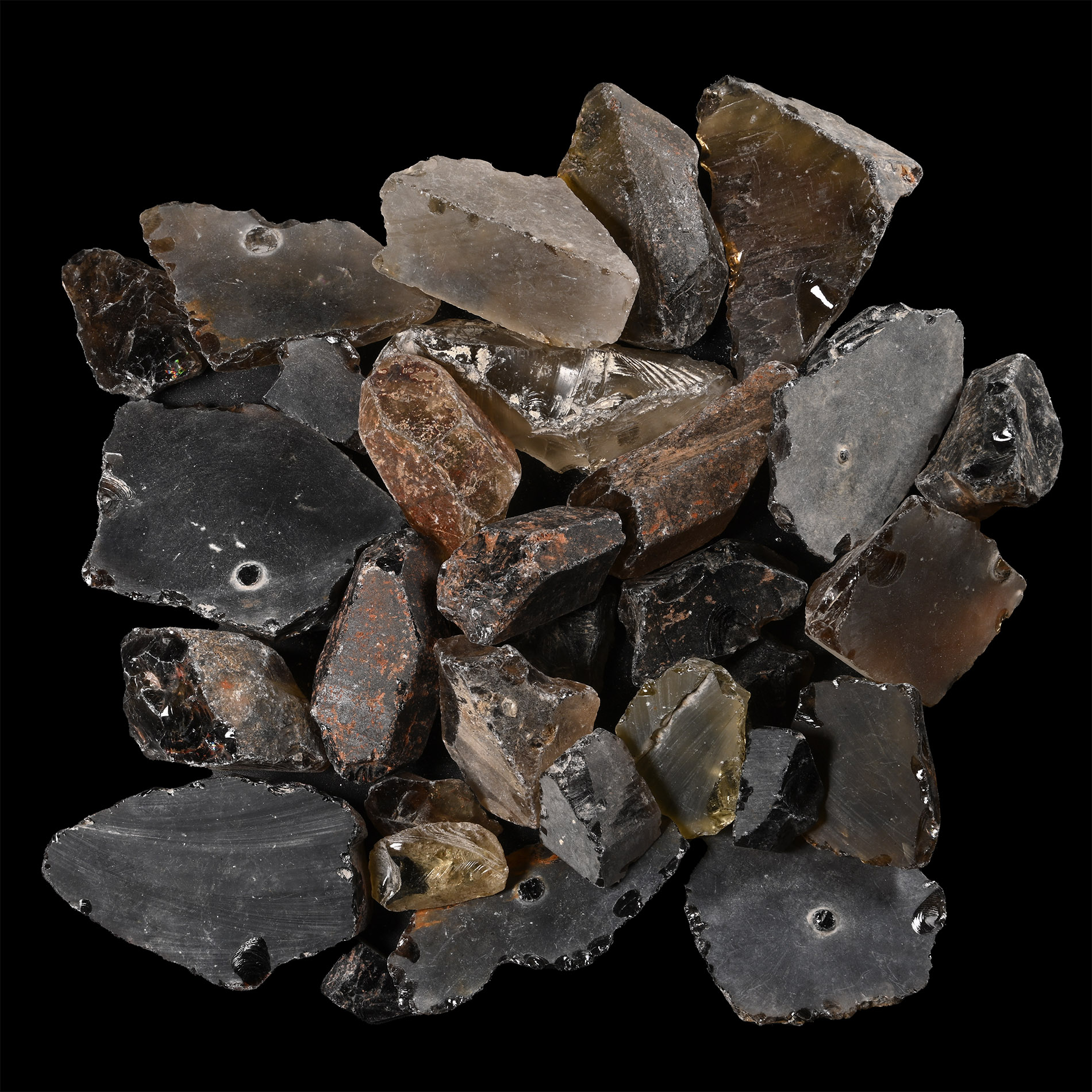 Large Obsidian Mineral Specimen Group [30]