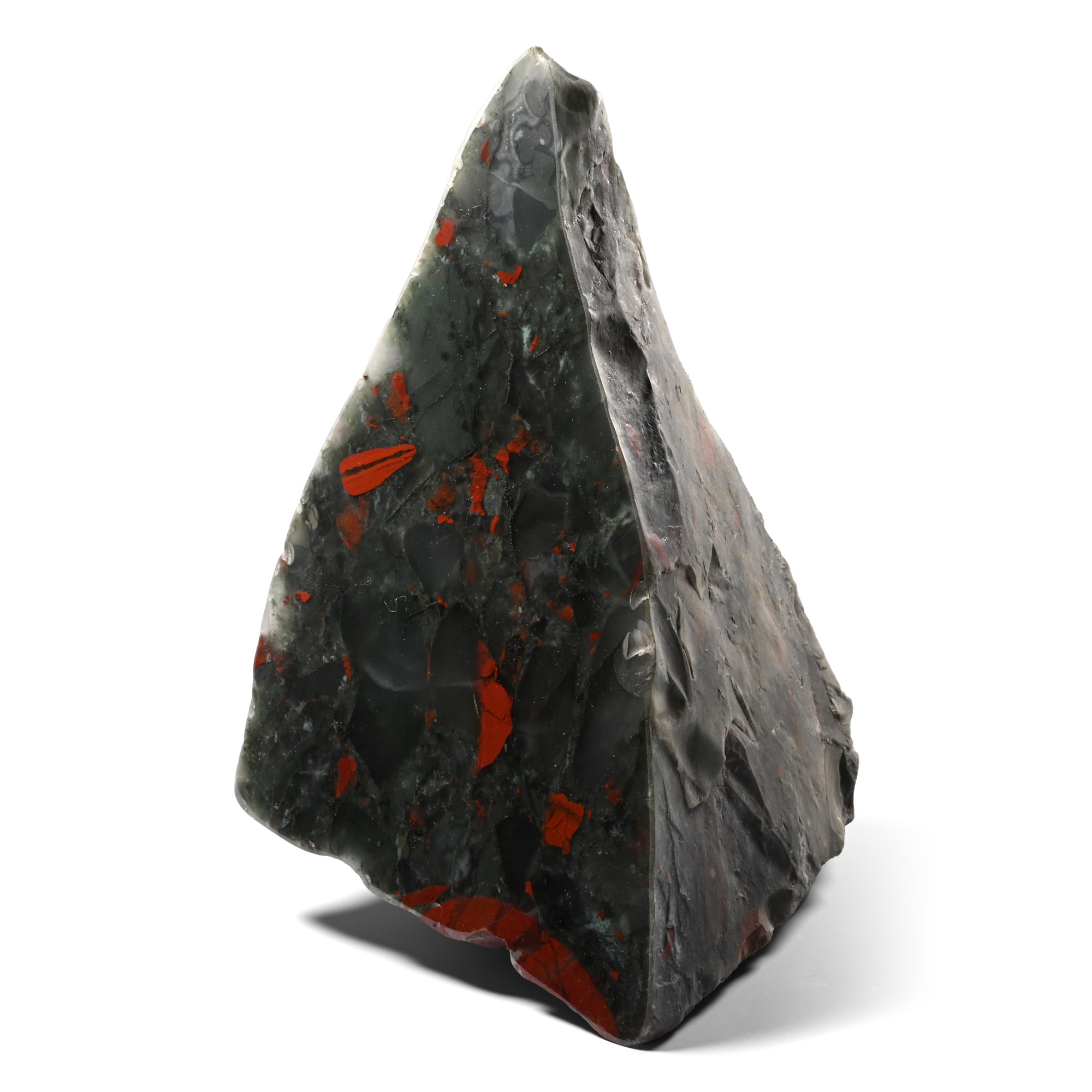 Cut and Polished Crimson and Olive Green Jasper Boulder Specimen