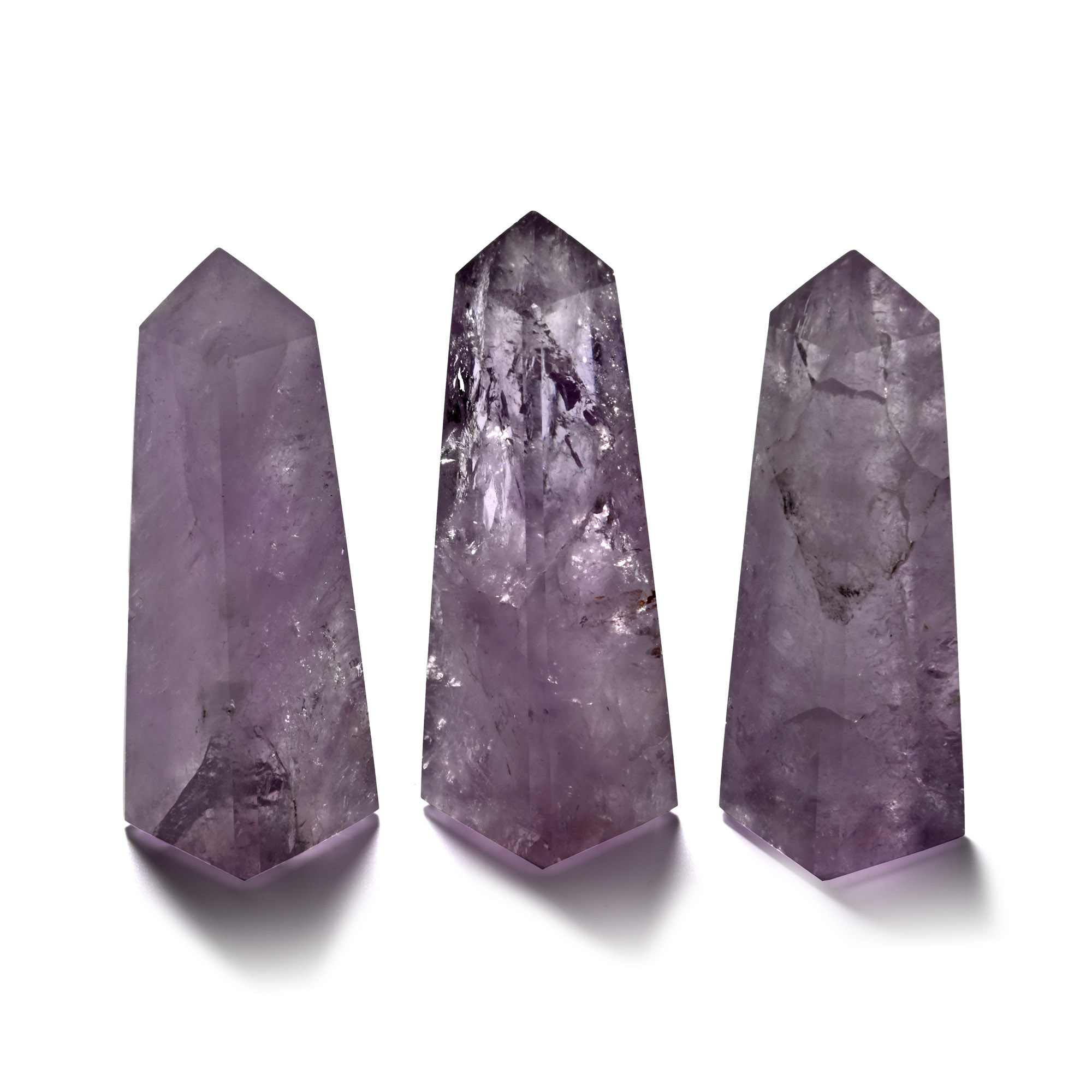 Purple Amethyst Crystal Obelisk Set