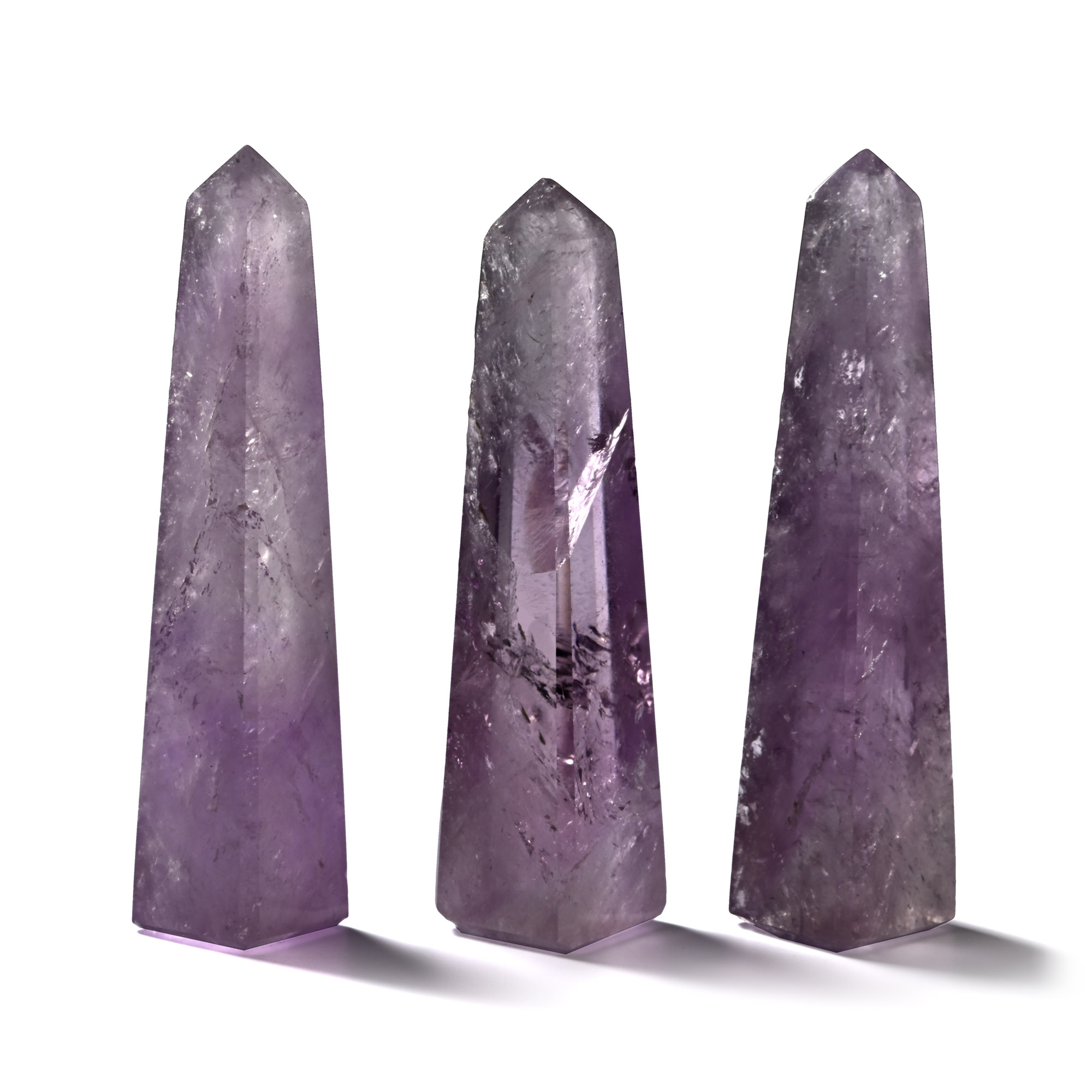 Purple Amethyst Crystal Obelisk Set