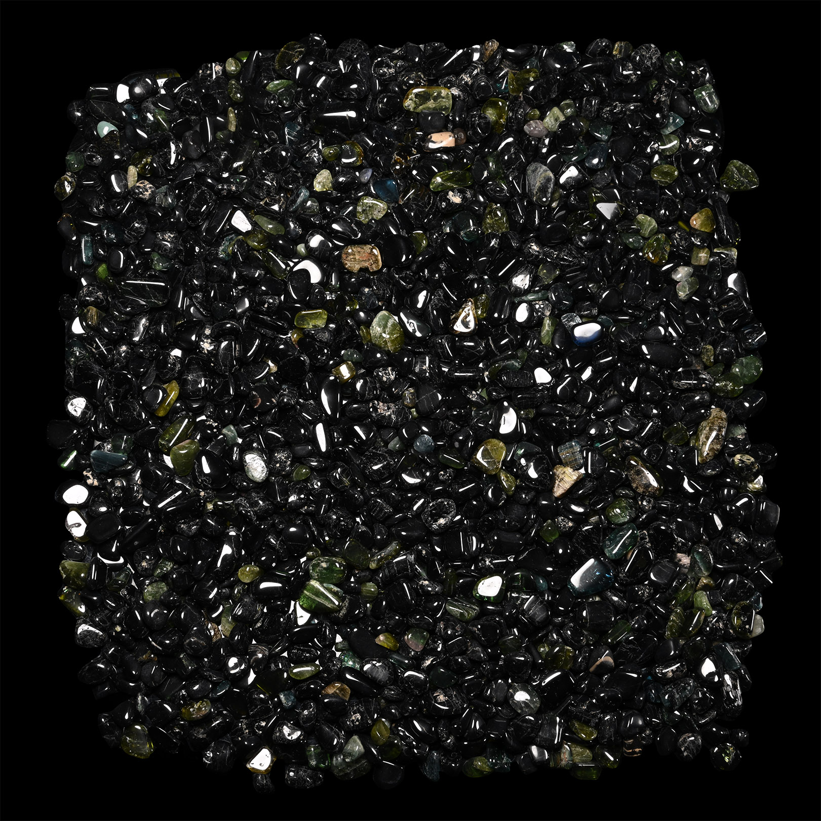 Large Quantity of Polished Green Tourmaline Crystals