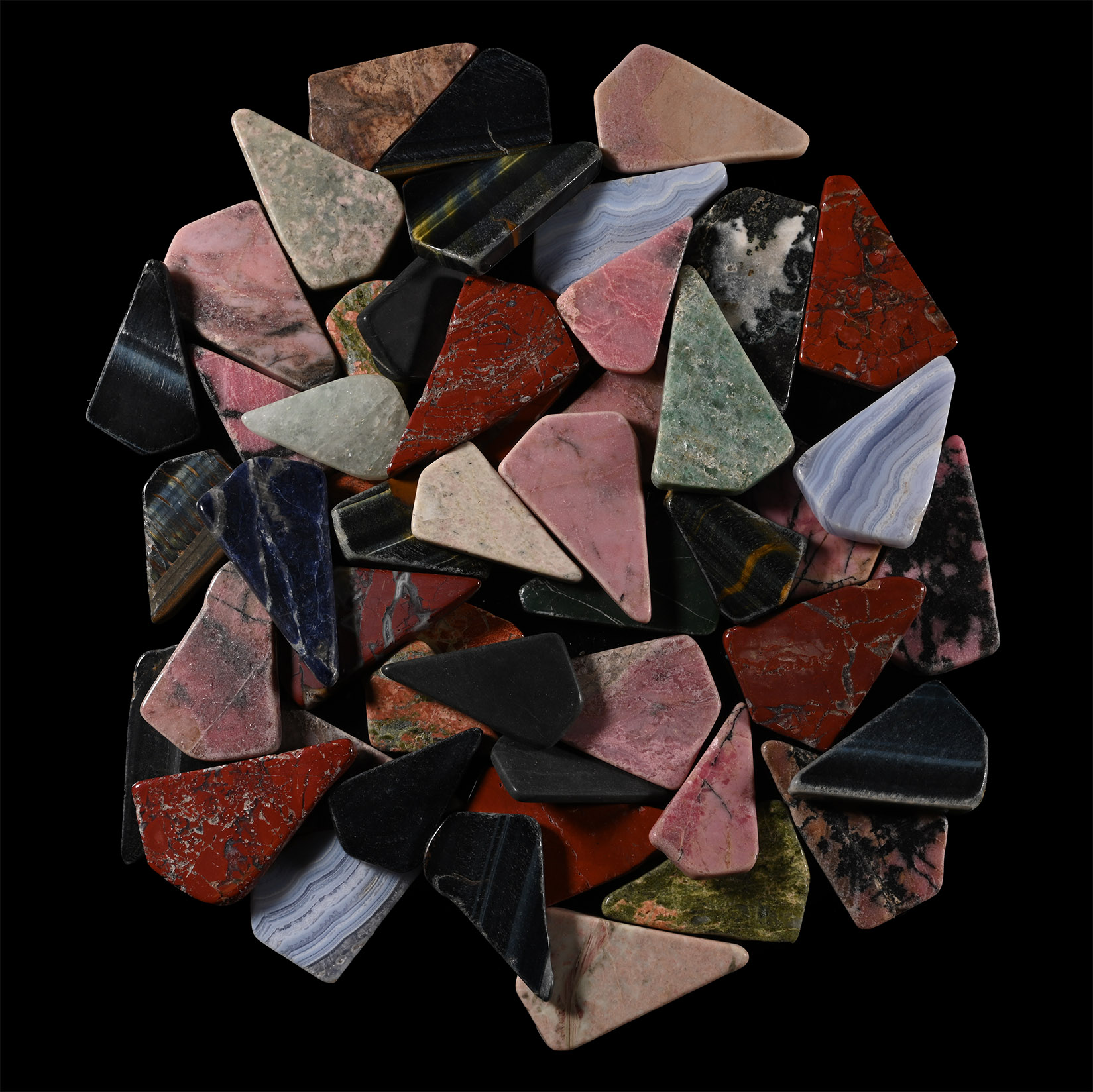 Mixed Polished Stone Gaming Piece Group [50]
