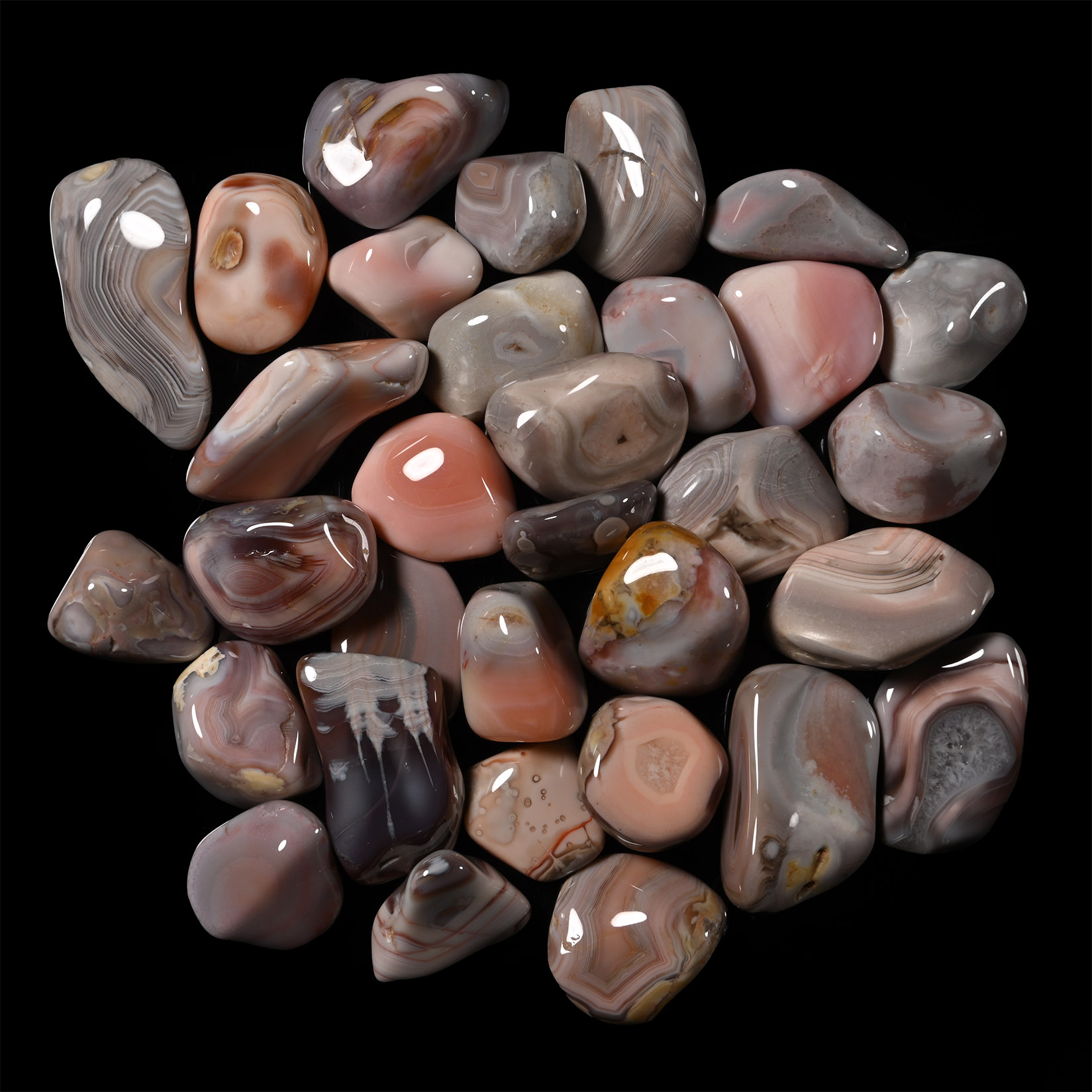 Polished Mixed Pink Agate Mineral Specimen Group [32]