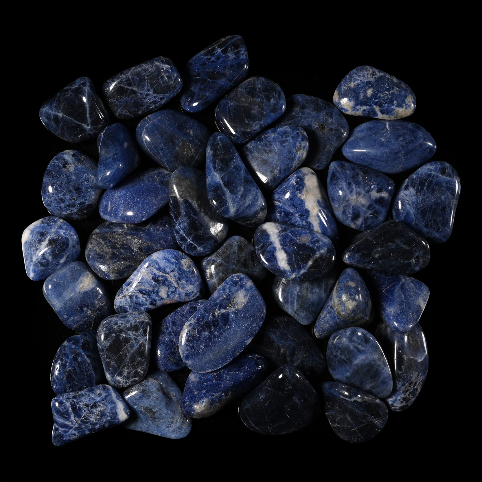 Polished Deep Blue Sodalite Mineral Specimen Group [39]